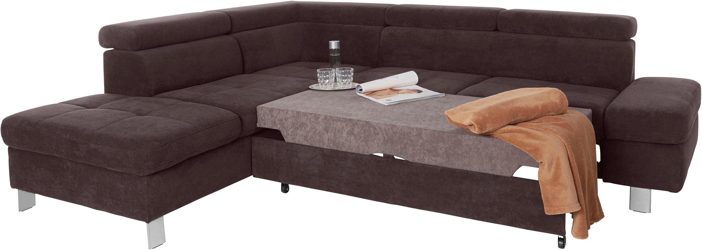 exxpo - sofa fashion Ecksofa »Fiji, L-Form«, mit Kopf- bzw. Rückenverstellung, wahlweise mit Bettfunktion