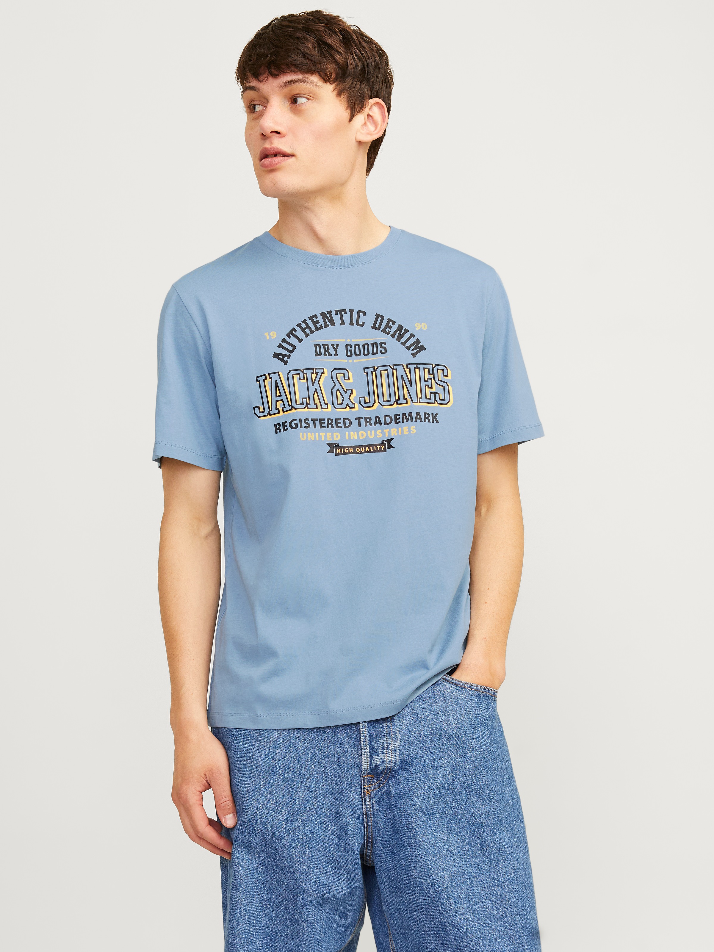 JACK & JONES Herren T-Shirt Jjelogo – Kurzarm, Rundhals, Basic Im 2-Farb-Set