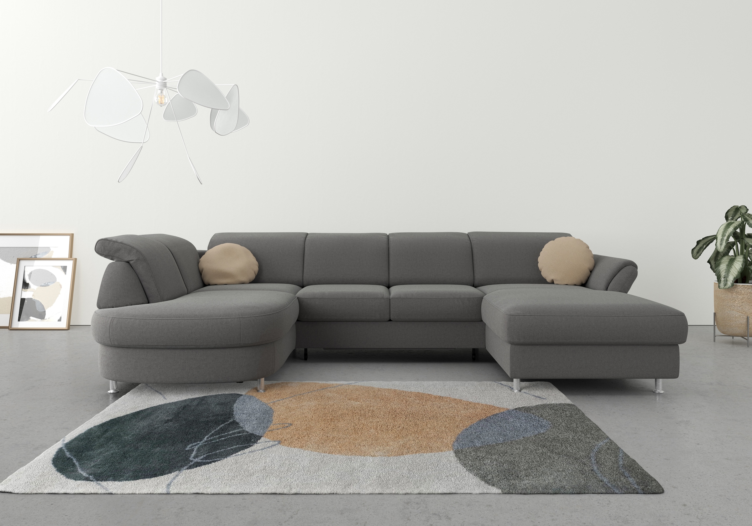 sit&more Wohnlandschaft "Apulia U-Form" wahlweise Schlaffunktion, Bettkasten und Kopf- und Armteilverstellung