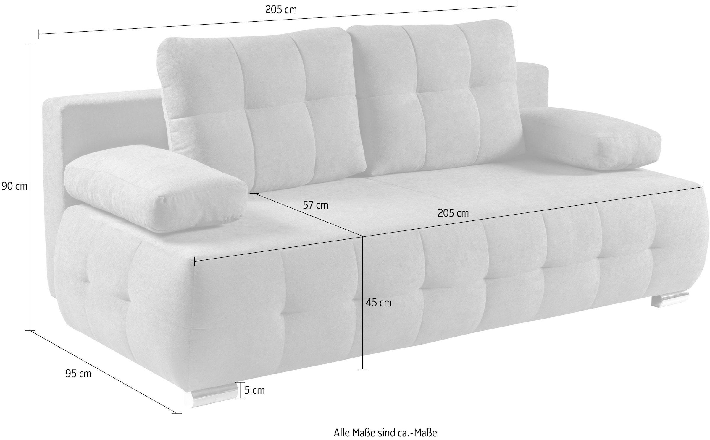 Schlafcouch Sofa und Schlafsofa mit 2-Sitzer »Indigo«, & BAUR WERK2 | kaufen Bettkasten Federkern
