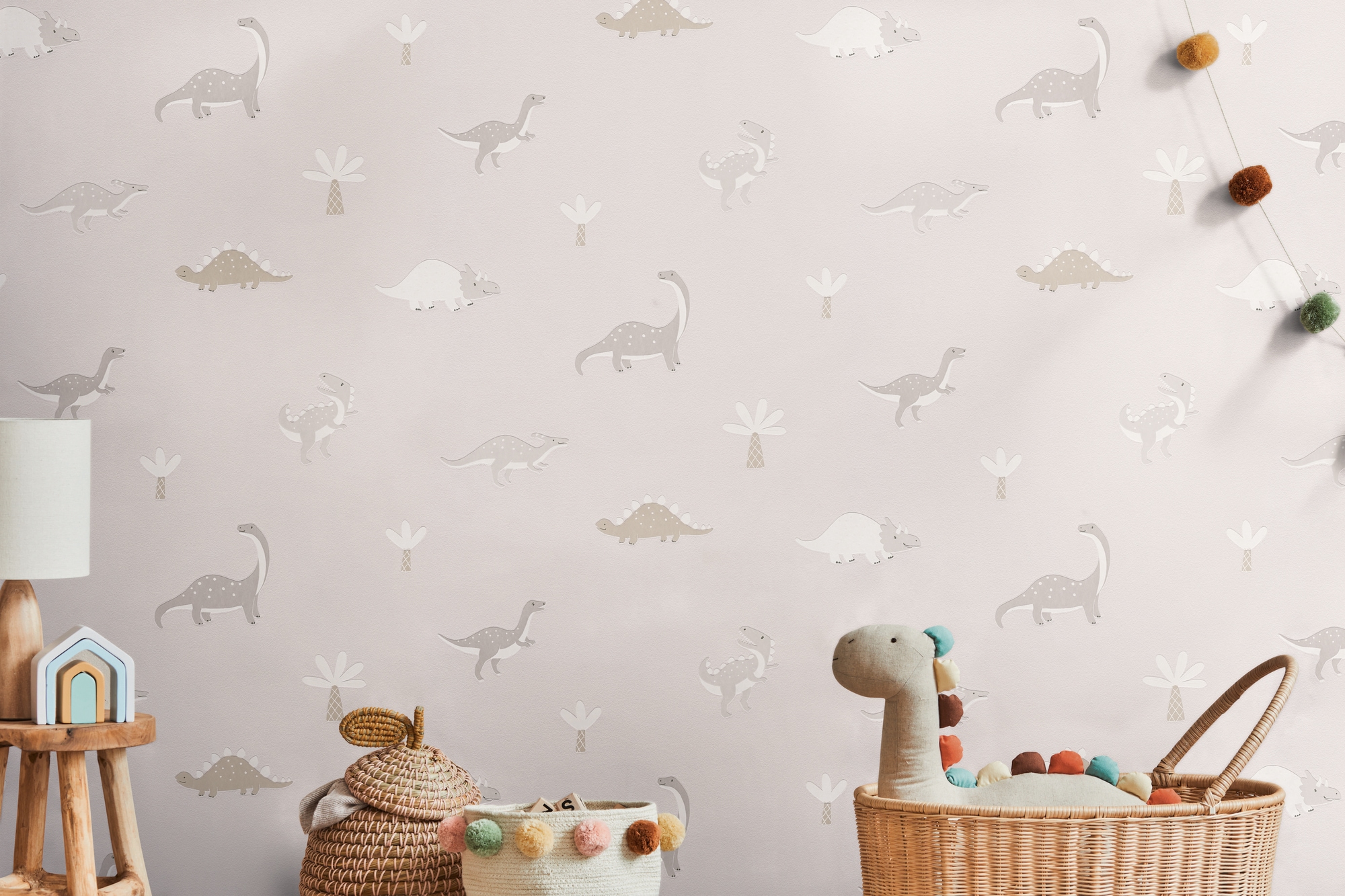 living walls Vliestapete »Kids Studio Dinosaurier – Vliestapete für Kinder« Motiv | grafisch | naturalistisch glatt Freundliche Dinosaurier und Palmen im modernen Scandi-Look