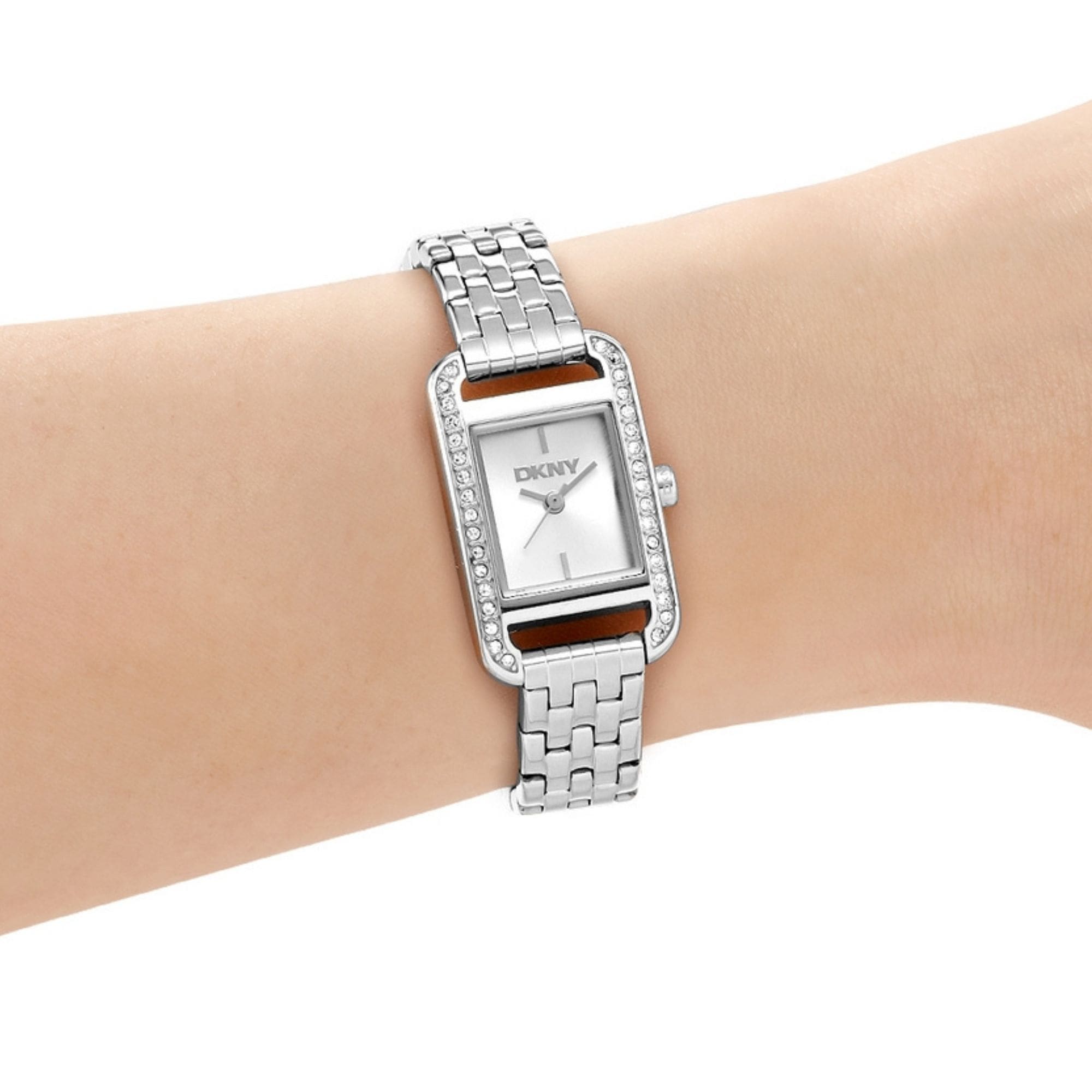 DKNY Quarzuhr »Signature square Watch« Armbanduhr, Damenuhr, Edelstahlarmband, analog