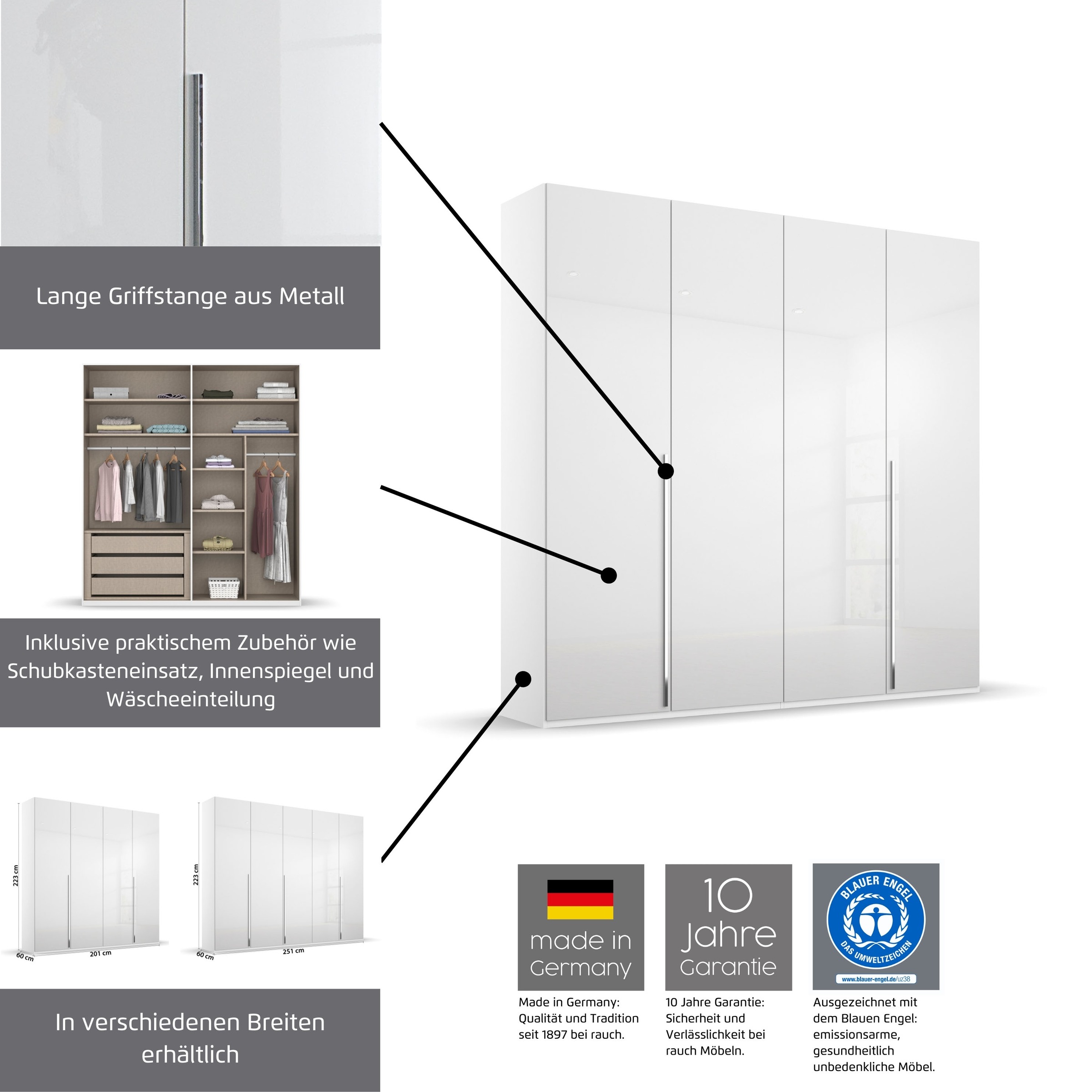 Thumbnail - rauch Drehtürenschrank "Kleiderschrank Schrank Garderobe Wäscheschrank BESTSELLER MONTCLAR" 3 Ausstattungen BASIC/CLASSI...