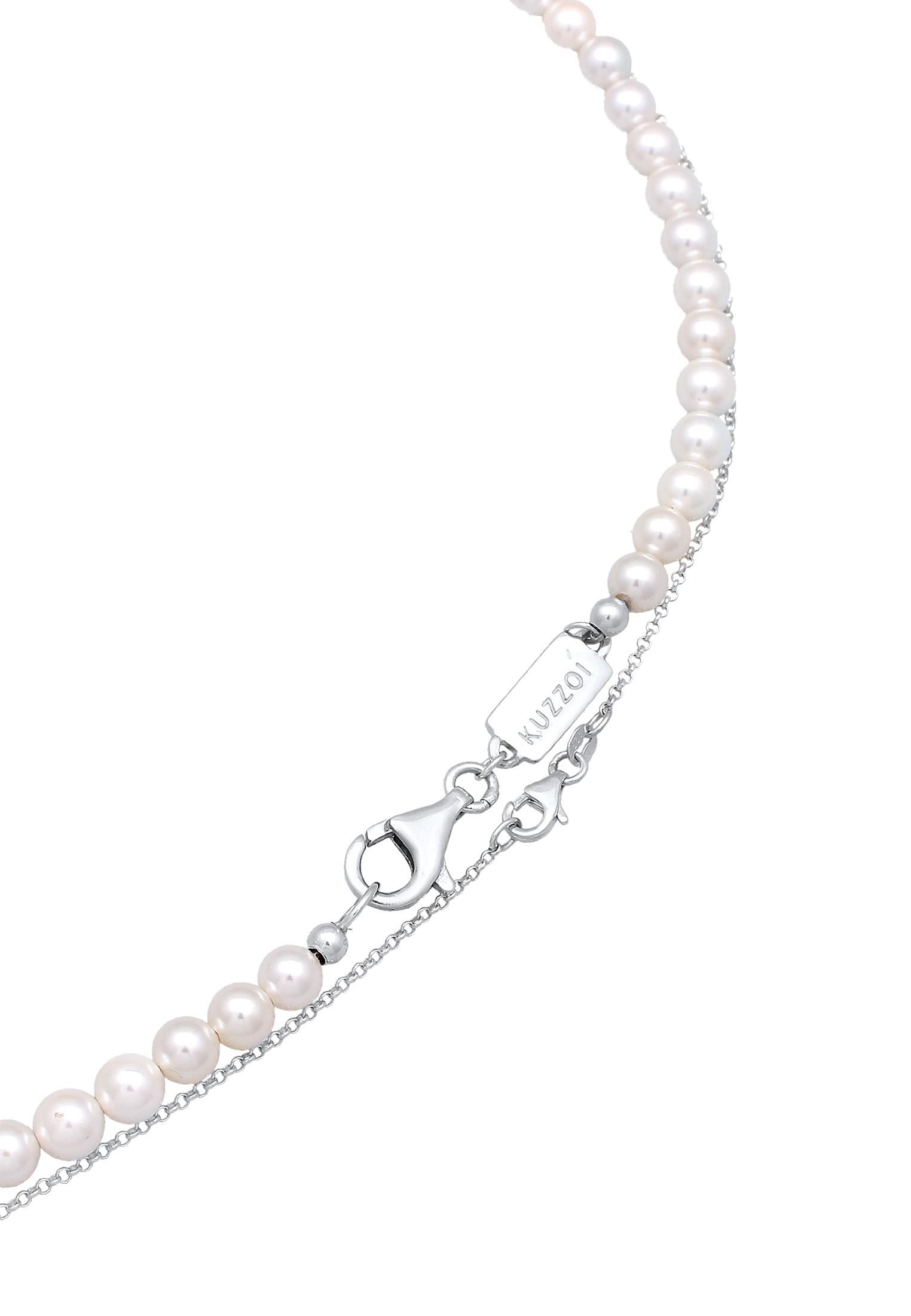 Kuzzoi Kette mit Anhänger »Halskette Muschelkernperlen Kreuz Klassik 2er Set 925 Silber«