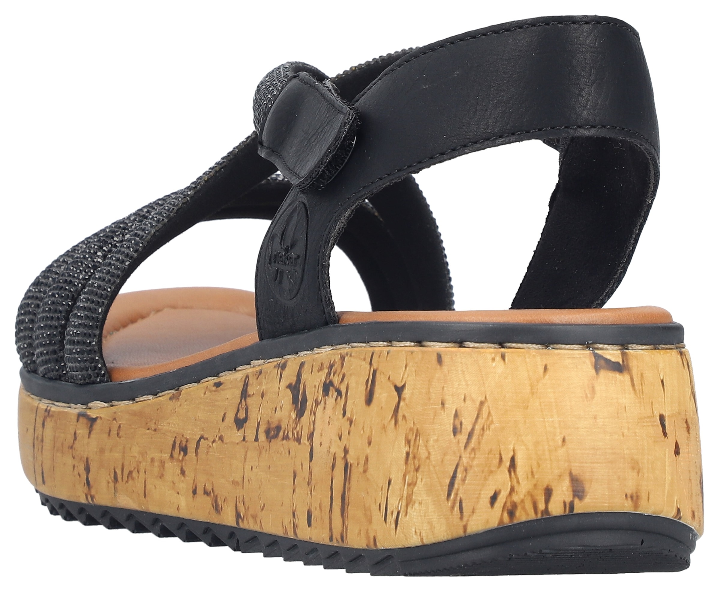 Rieker Sandale  Keilsandale, Plateausandalette, Sommerschuh mit Glitzersteine