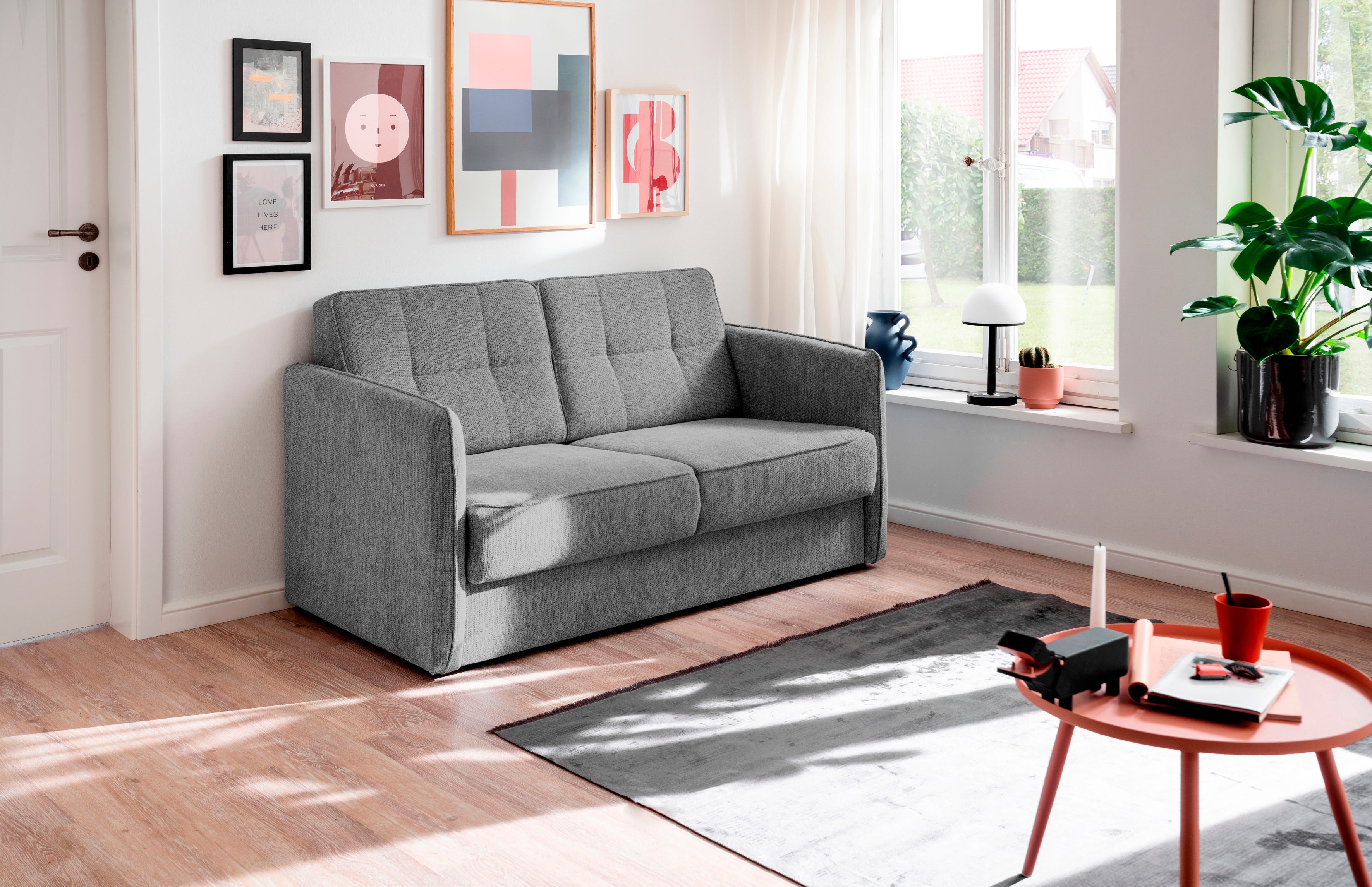 Home affaire Schlafsofa "Milano Einzelauszug, Schlaffunktion, schmale Armlehnen, Breite 147cm" zwei einzeln ausziehbare Liegefunktionen