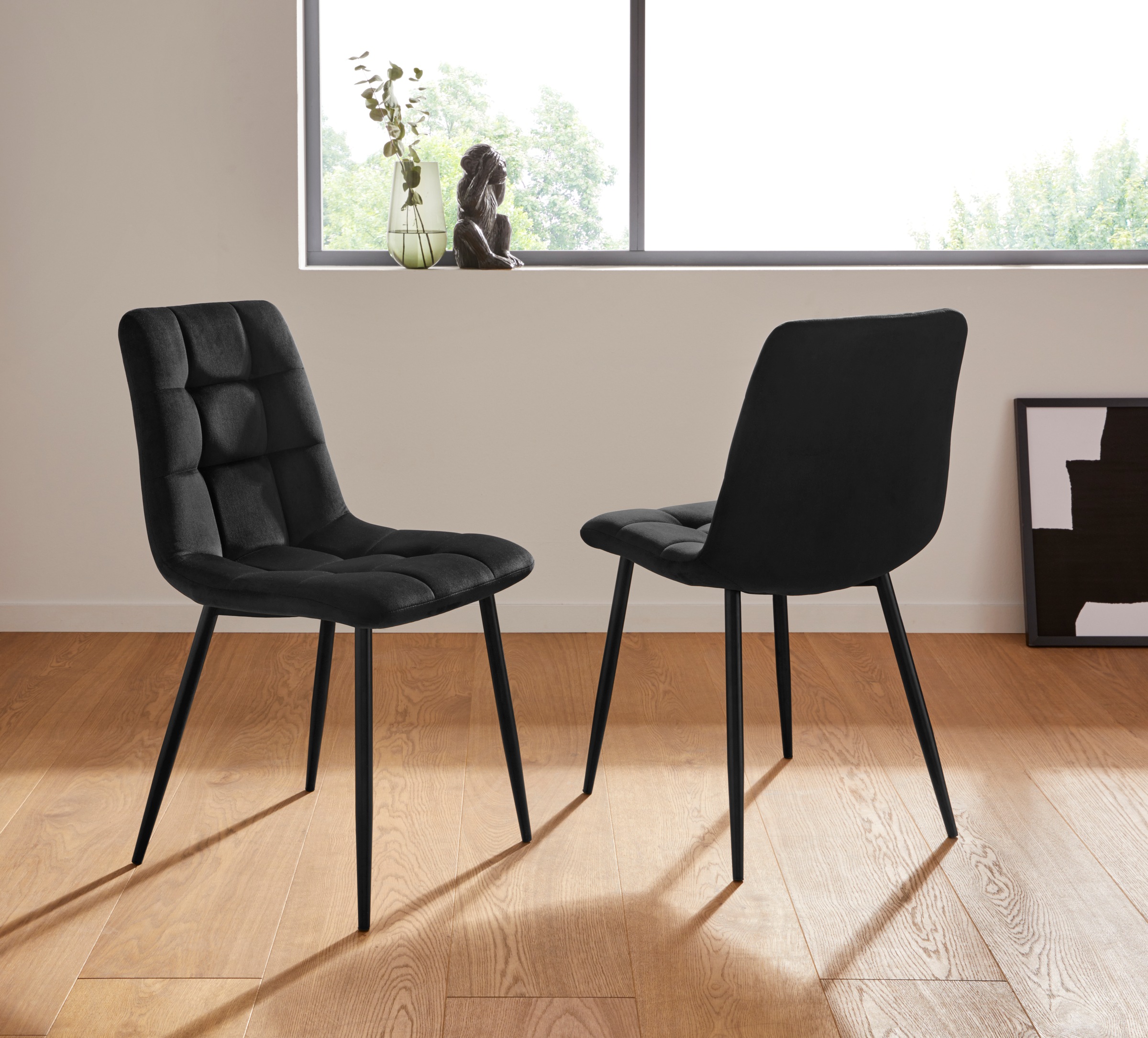 Home affaire Esszimmerstuhl "Parma" (Set) 2 Stk.Bezug in Samtstoff, Küchens günstig online kaufen