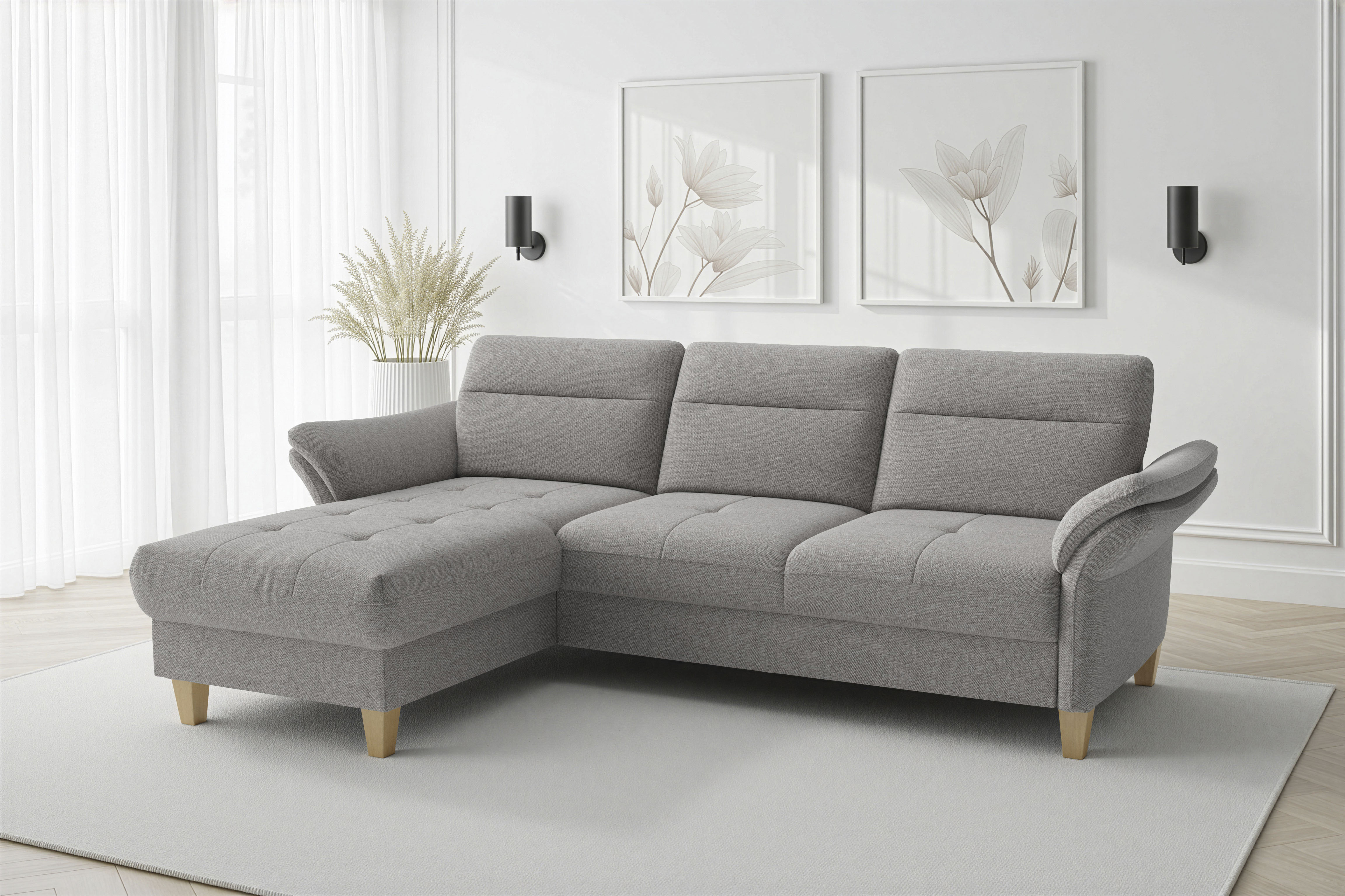 sit&more Ecksofa "Pamela L-Form, B: 230 cm, optional Schlaffunktion & Bettkasten" mit Federkern und Liegefläche aus Originalstoff