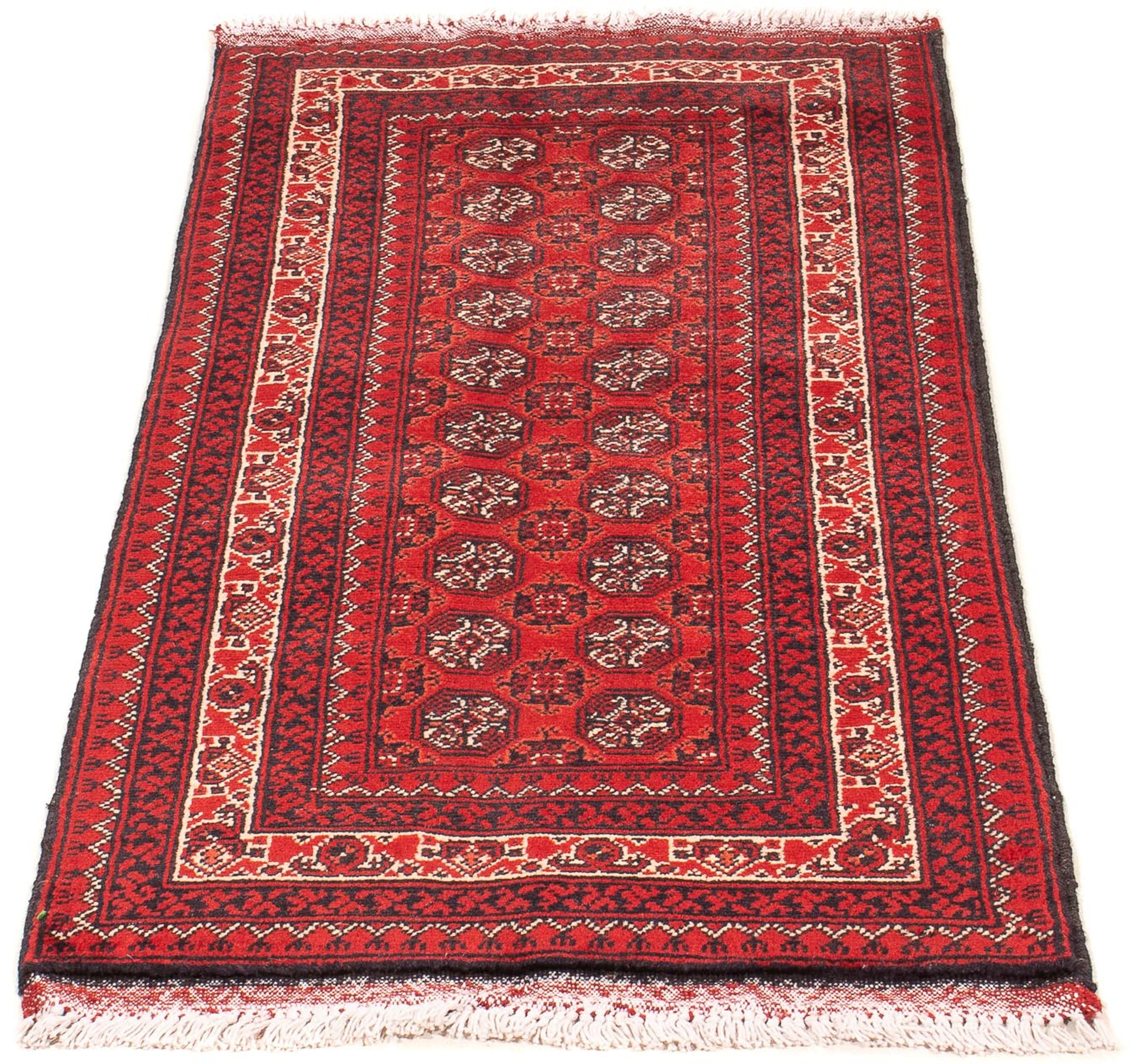 morgenland Orientteppich "Afghan - 100 x 69 cm - dunkelrot", rechteckig, 7 mm Höhe, Wohnzimmer, Handgeknüpft, Einzelstüc