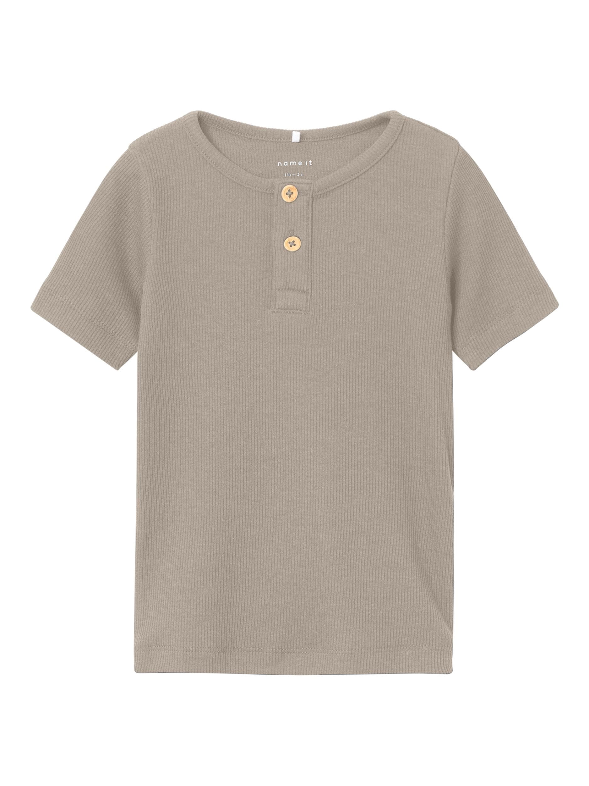 Name It Kurzarmshirt »NMMKAB TOP NOOS«, im elastischem Feinripp und mit kurzer Knopfleiste am Ausschnitt