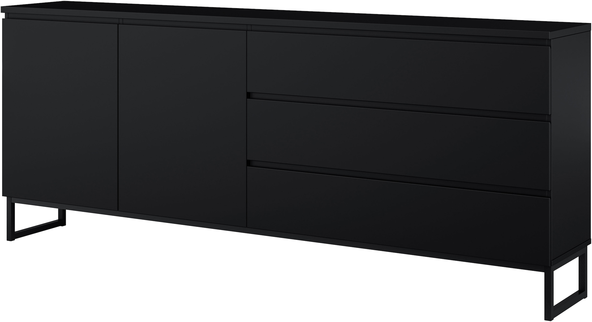 OTTO home Sideboard »Modo II, Breite 200 cm, moderne grifflose Kommode 2Türen/3 SK« Schubladenkommode viel Stauraum, Einlegeböden verstellbar, Metallkufen