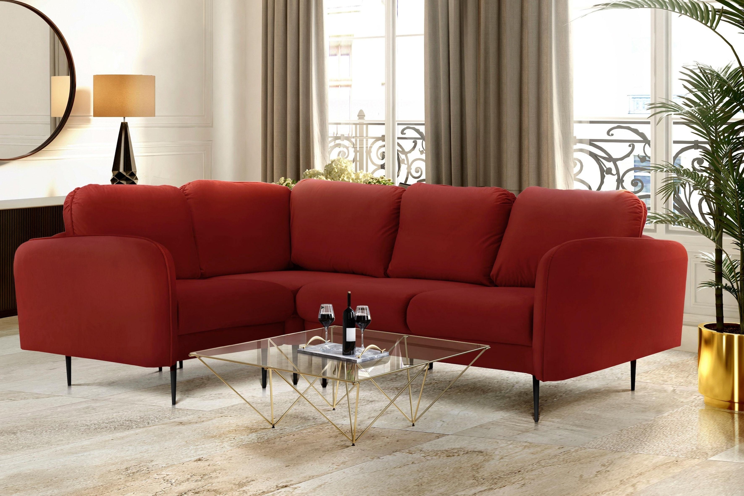 Home affaire Ecksofa "Skidi L-Form" mit losen Rückenkissen und Keder oben a günstig online kaufen