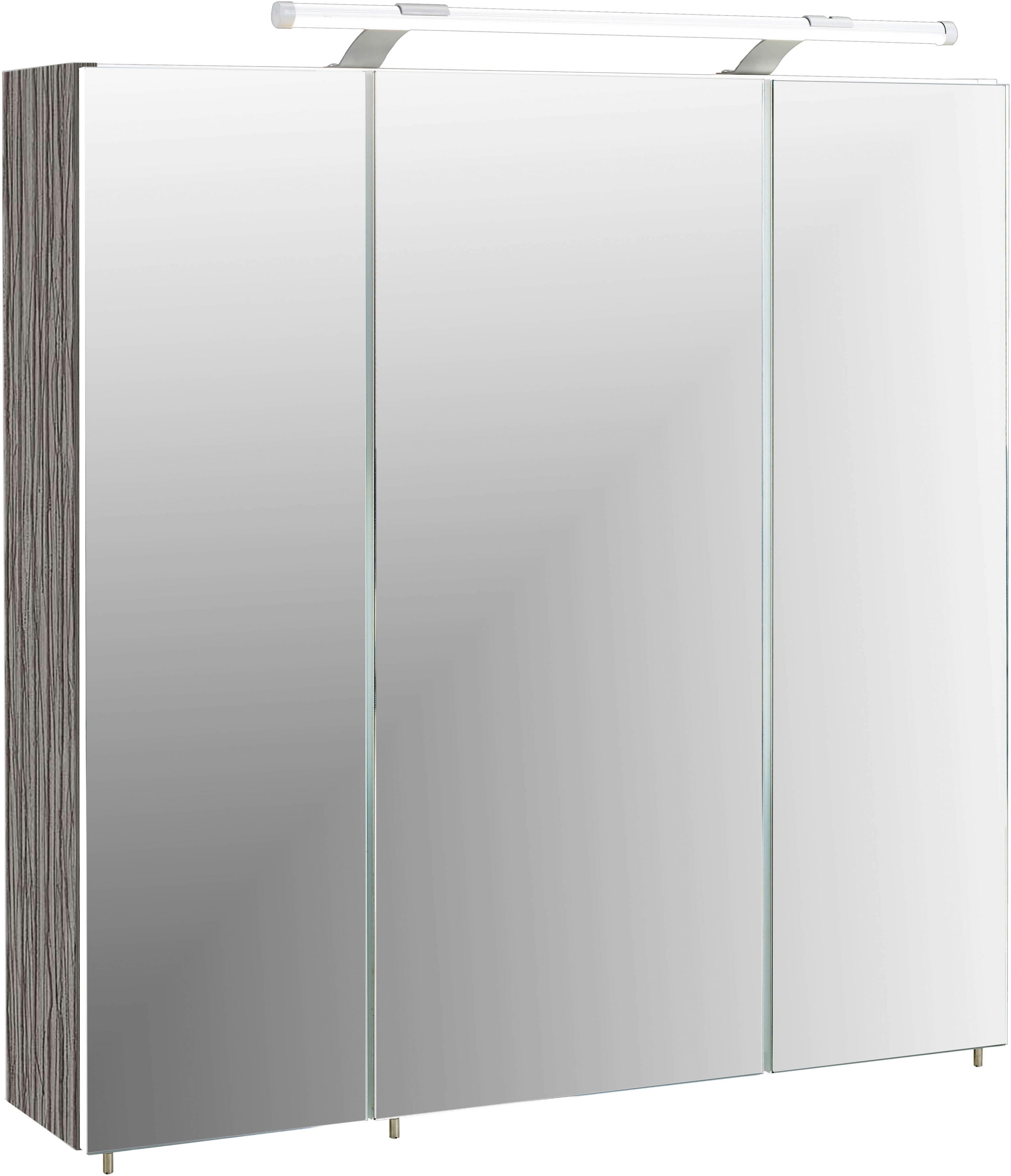Schildmeyer Spiegelschrank "Dorina, mit höhenverstellbaren Glasböden", Breite 70 cm, 3-türig, LED-Beleuchtung, Schalter-