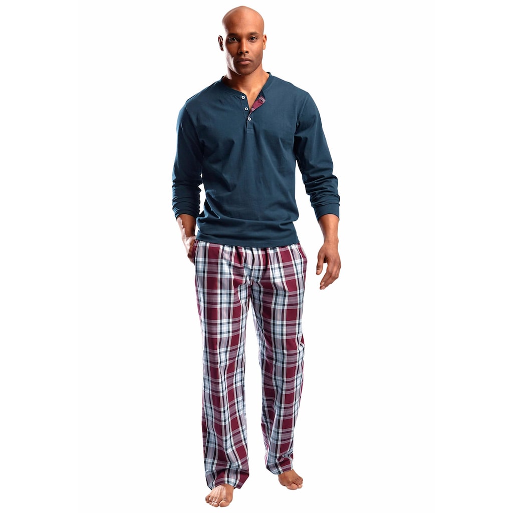 H.I.S Pyjama, (2 tlg., 1 Stück), in langer Form mit Webhose