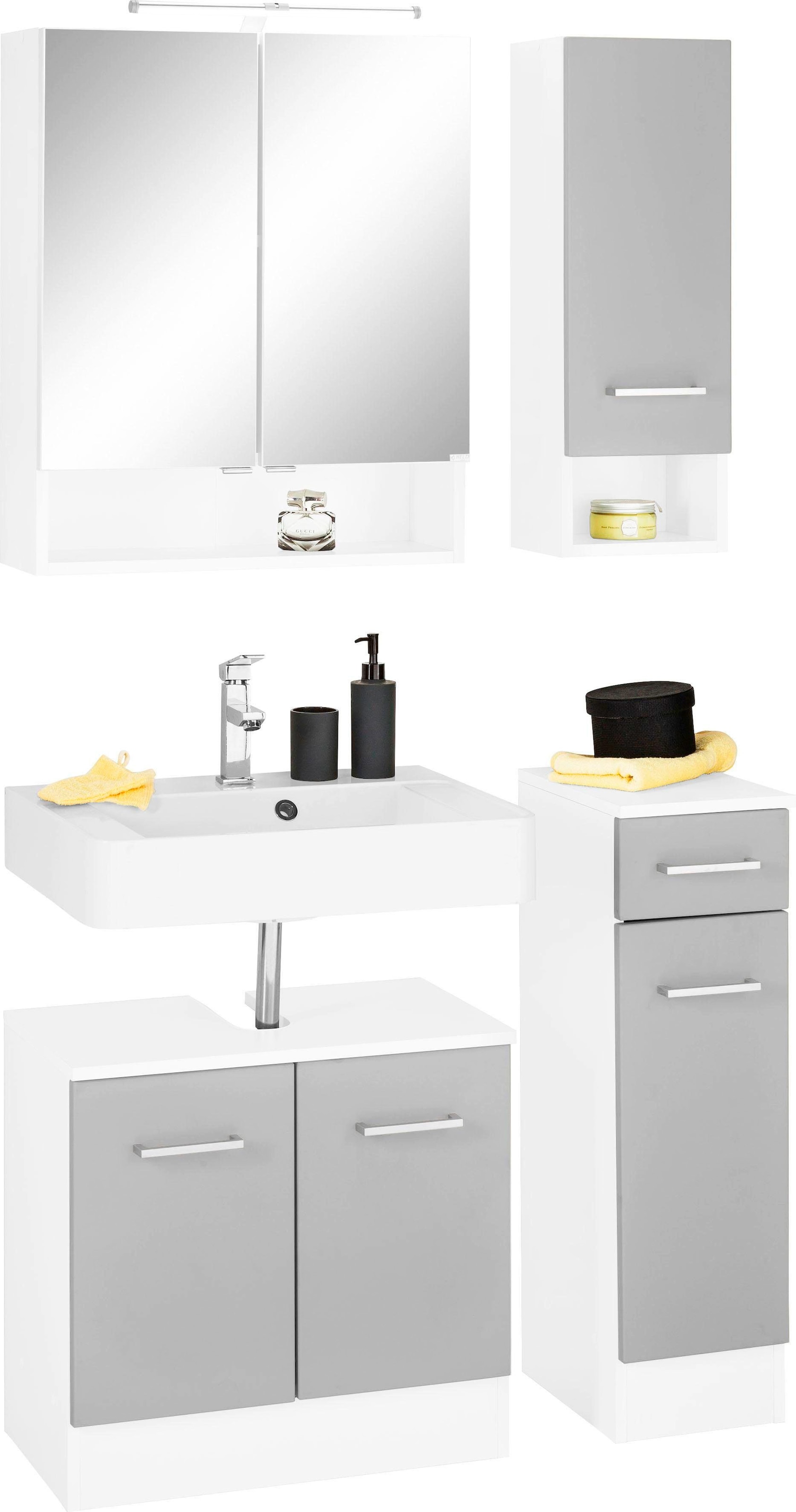 welltime Badmöbel-Set "Ribera" 4 Stk. tlg. Spiegelschrank, Waschplatz, Häng günstig online kaufen