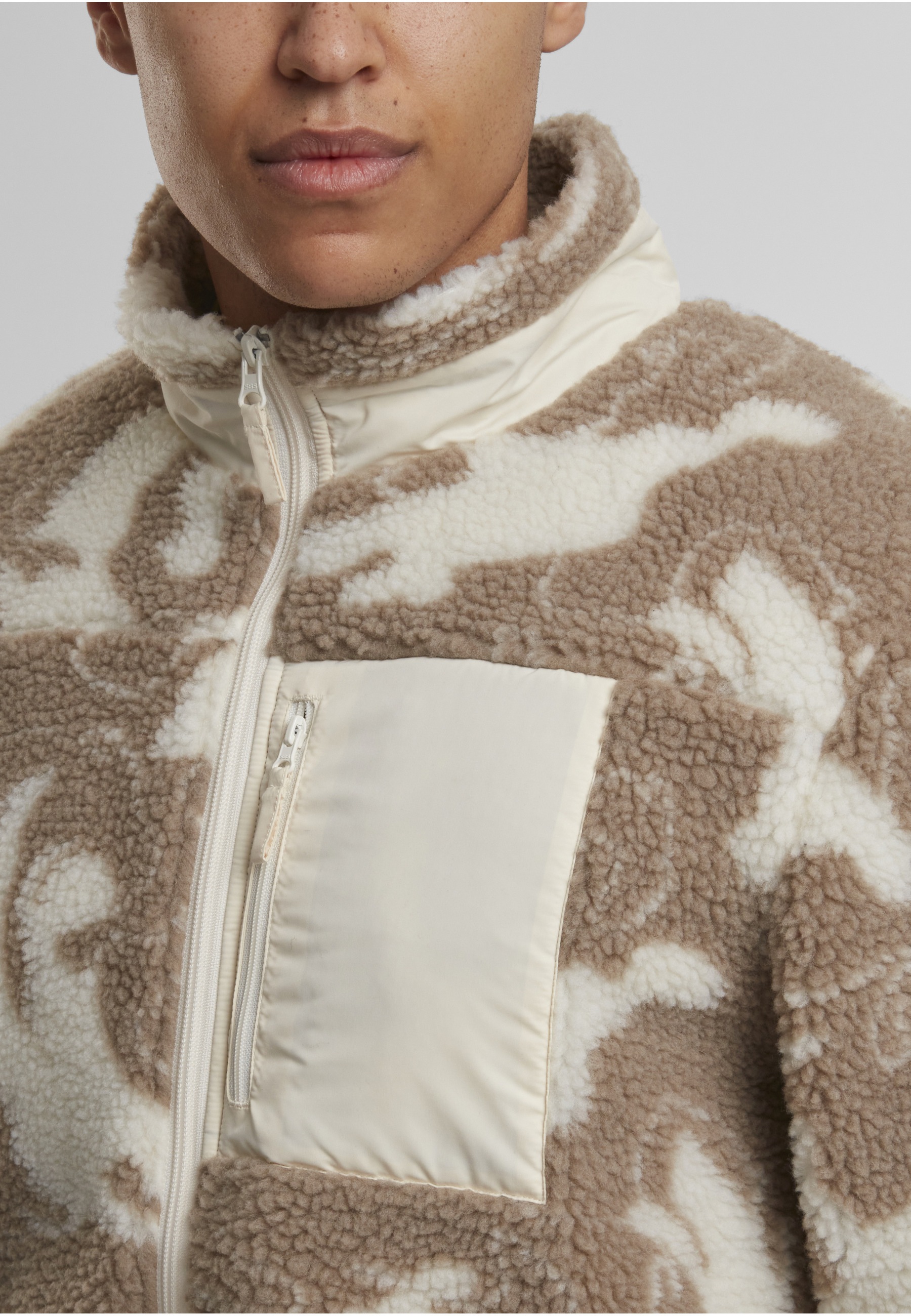 URBAN CLASSICS Allwetterjacke »Urban Classics Pattern Teddy Trackjacket« 1 Stk. tlg. ohne Kapuze