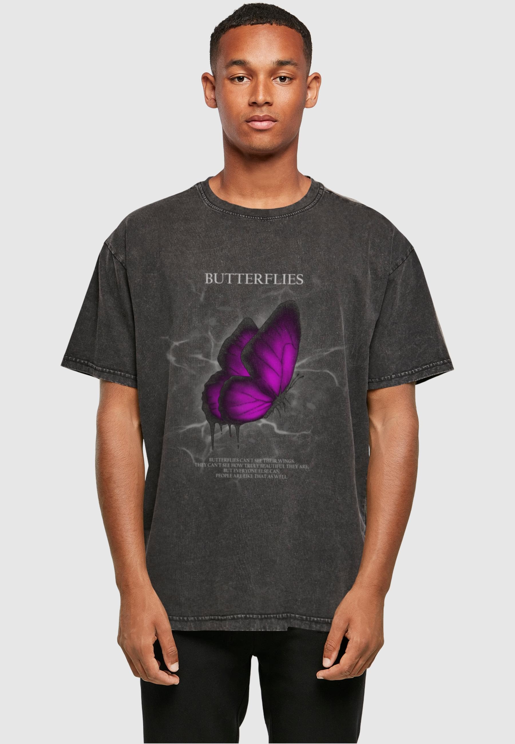 Merchcode T-Shirt »Merchcode Herren Butterflies Acid Washed Heavy Oversized Tee«, (1 tlg.)