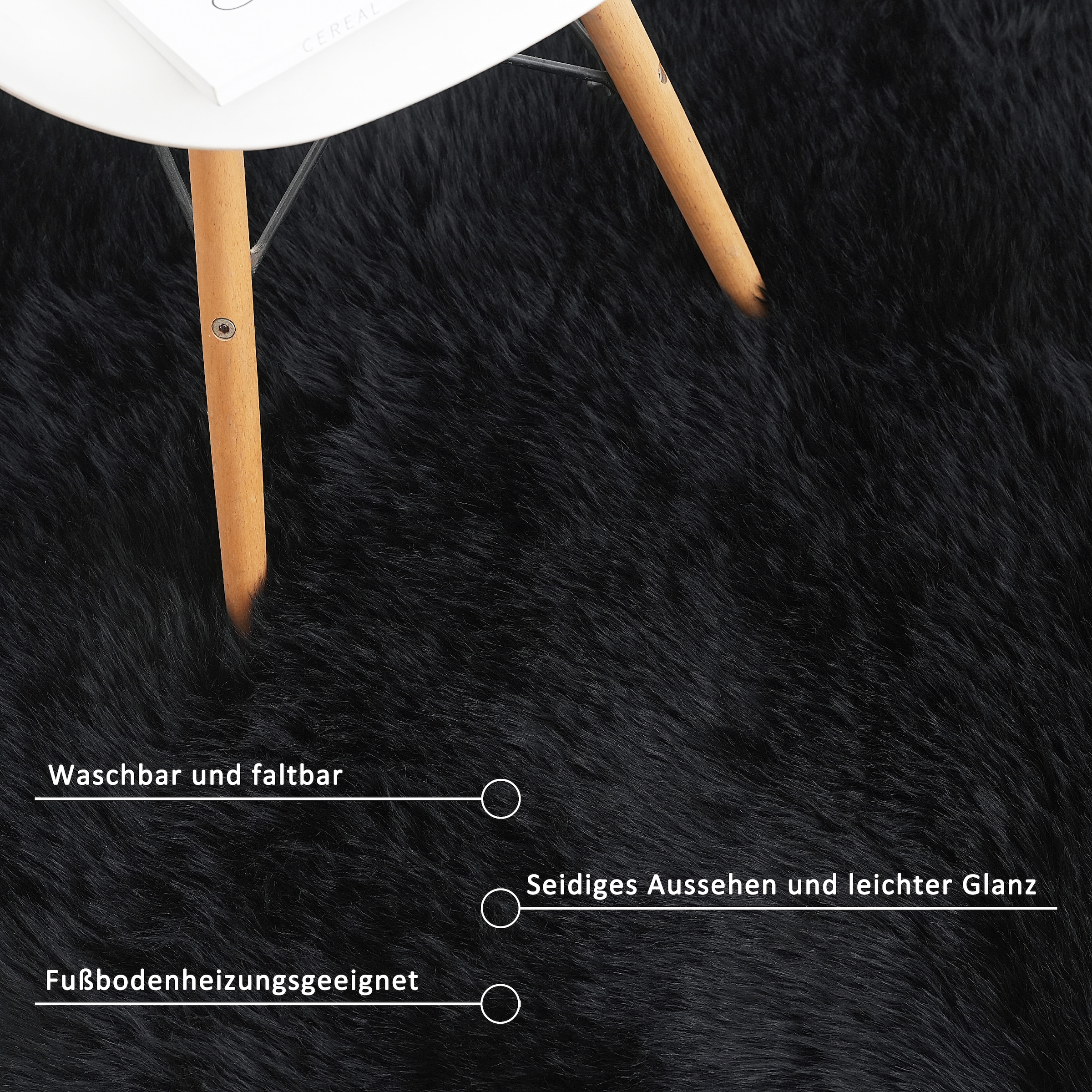my home Fellteppich »Dena, Hochflor Teppiche, kuschelig weich«, rechteckig, 60 mm Höhe, Kunstfell, Uni-Farben, Wohnzimmer, Schlafzimmer, Esszimmer