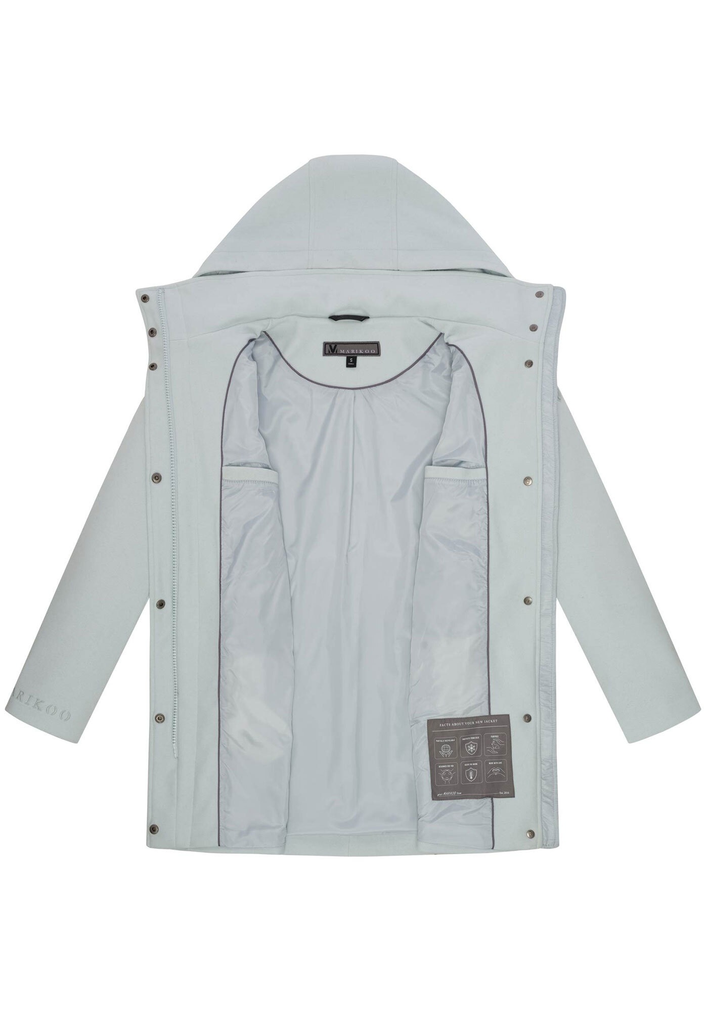Marikoo Kurzmantel »Katalinaa«, Eleganter Wickel Mantel mit Taillengürtel und Oversized Hood Kapuze