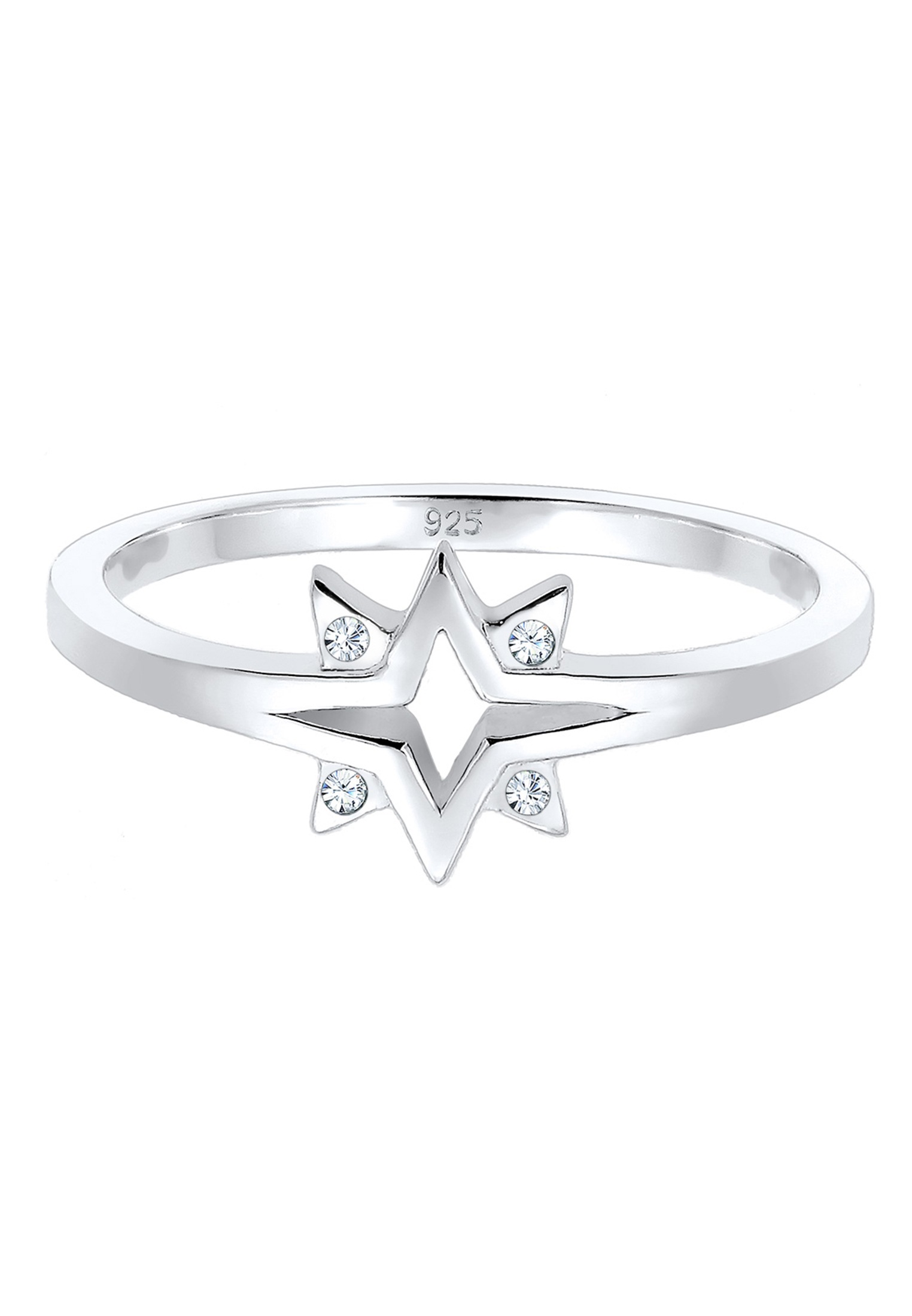 Elli Fingerring »Stern Glas Kristalle Weiß 925 Sterling Silber«