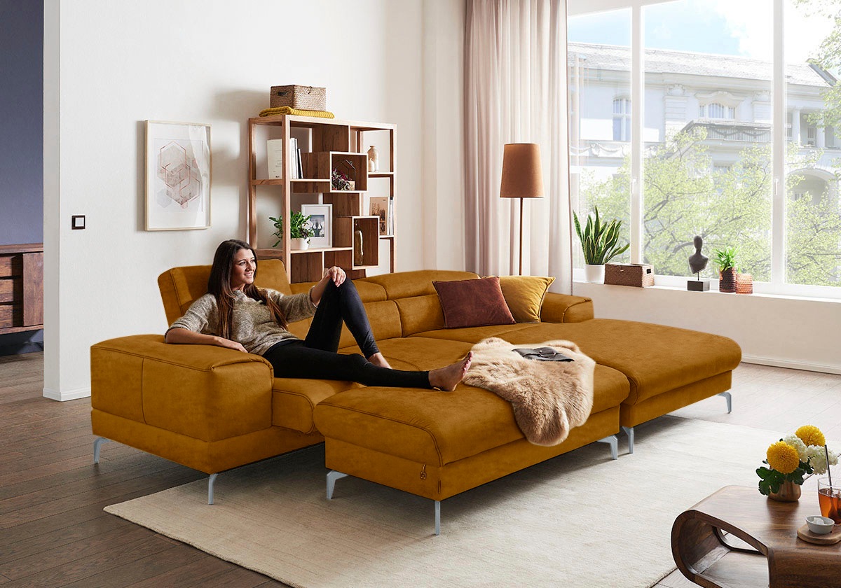 W.SCHILLIG Polsterhocker »piedroo, Designsofa mit tollem Sitzkomfort, bequem, L-Form«, Füße in Silber matt