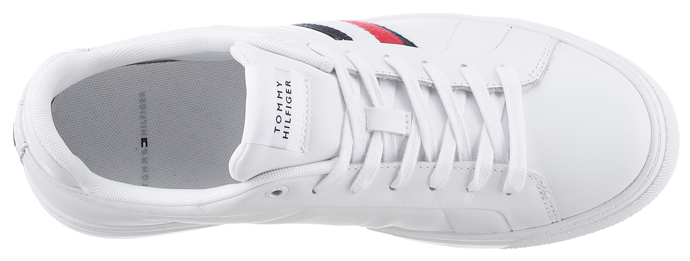 Tommy Hilfiger Sneaker »ICON COURT LTH STRIPES«, Schnürschuh, Freizeitschuh, Halbschuh mit gepolstertem Schaftrand