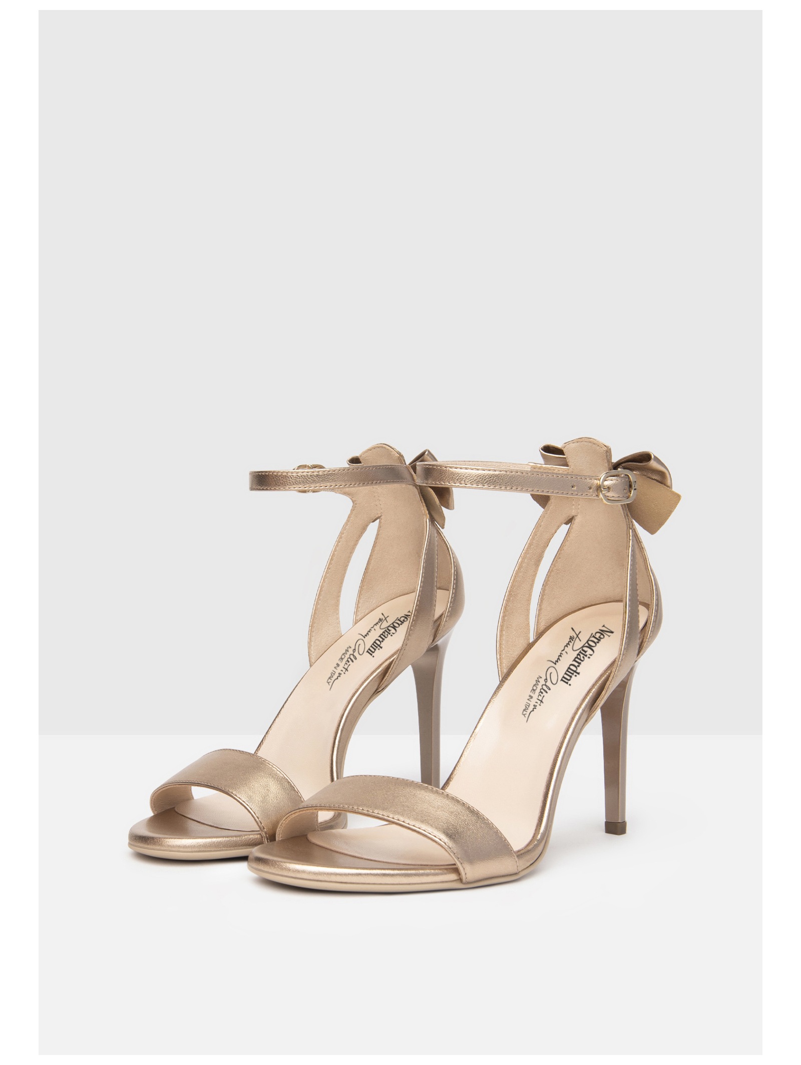 Riemchensandale NERO GIARDINI "Nero Giardini Sandalen Leder", Damen, Gr. 38, gold, Leder, Schuhe Riemchensandale 3