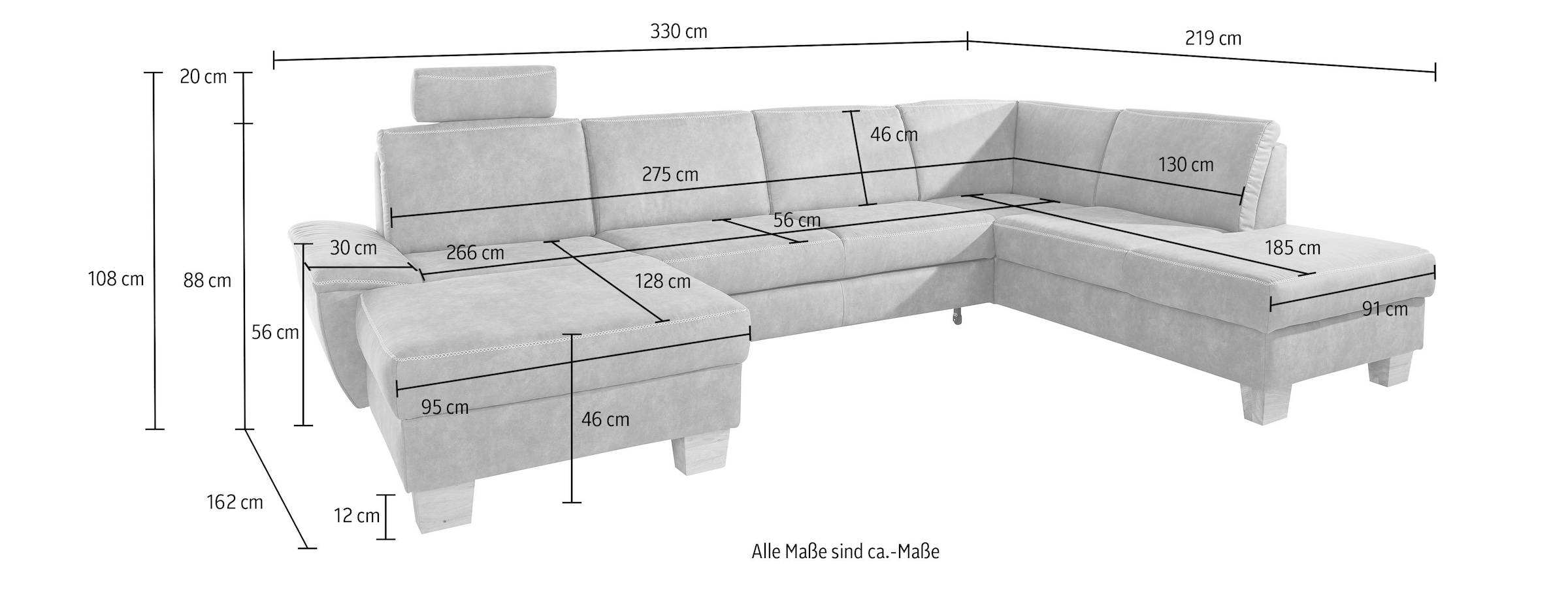 exxpo - sofa fashion Wohnlandschaft »Croma, U-Form«, wahlweise mit Bettfunktion und Bettkasten