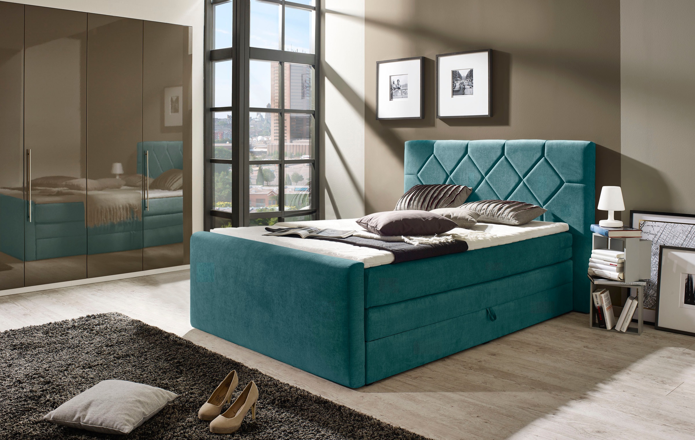 Places of Style Boxspringbett »Atlanta«, inklusive Topper und Bettkasten