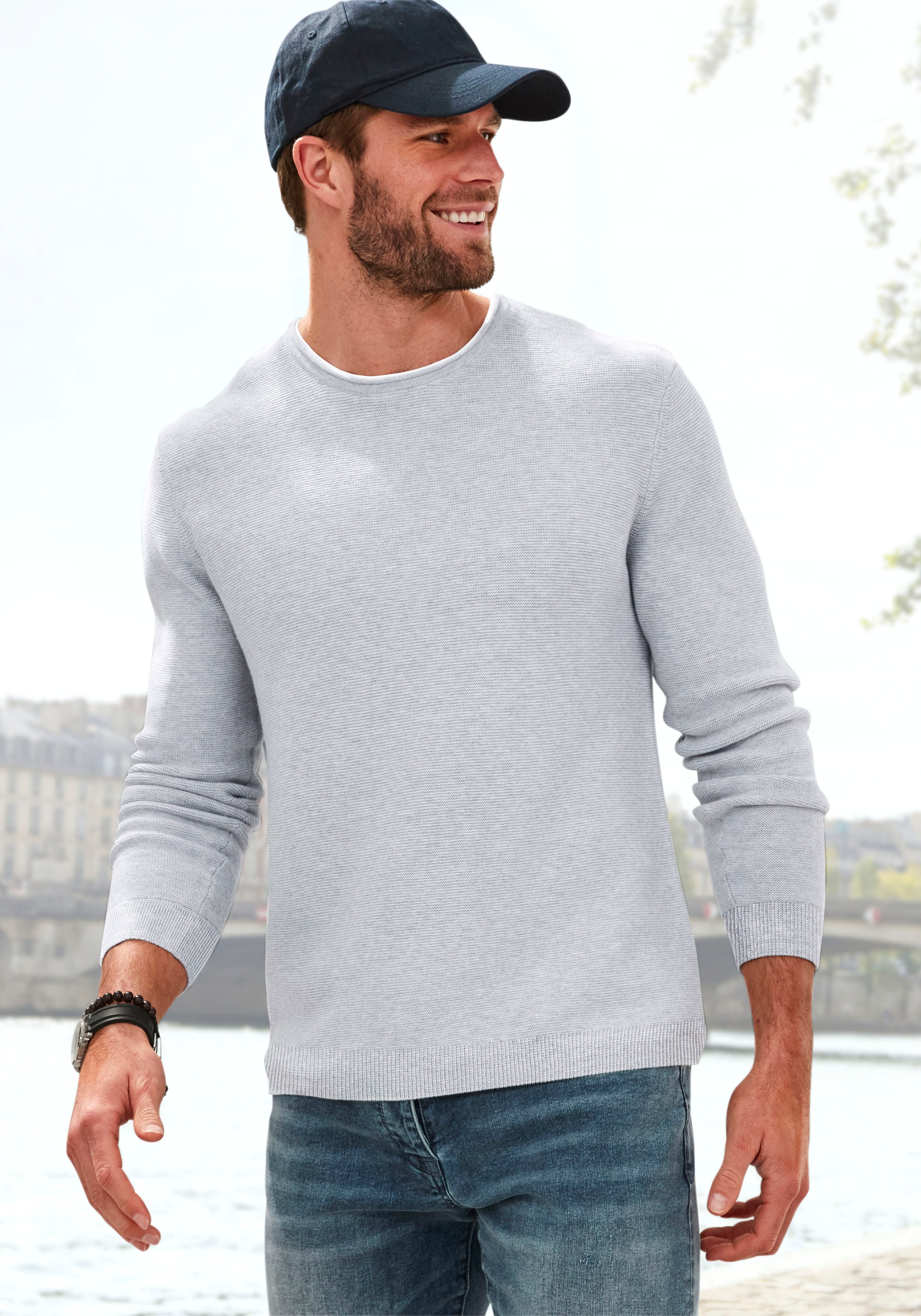 AUTHENTIC LE JOGGER Strickpullover mit Double-Layer Optik, Pullover aus rei günstig online kaufen