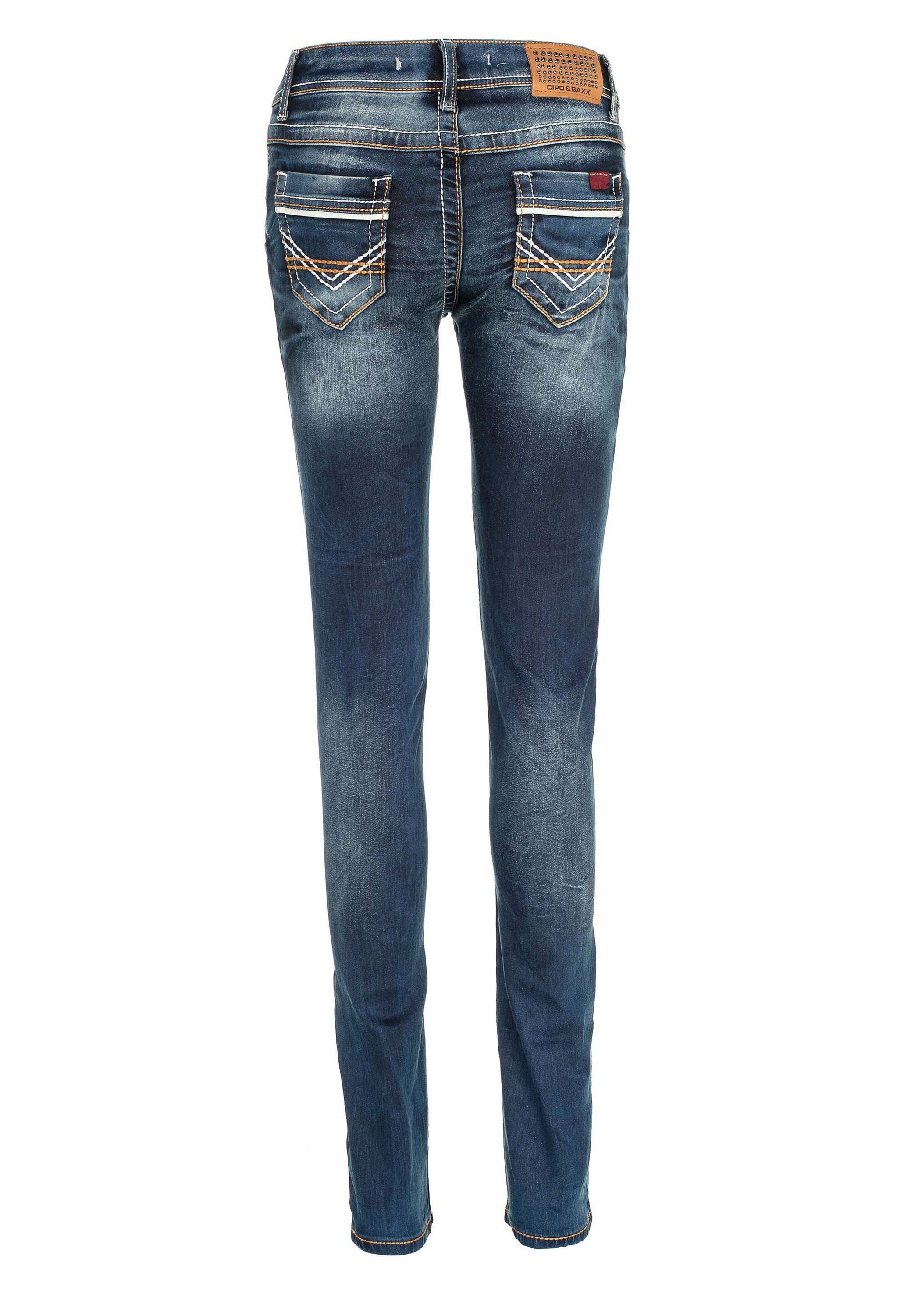 Cipo & Baxx Slim-fit-Jeans »Jeans«, mit auffällig farbigen Ziernähten, WD256