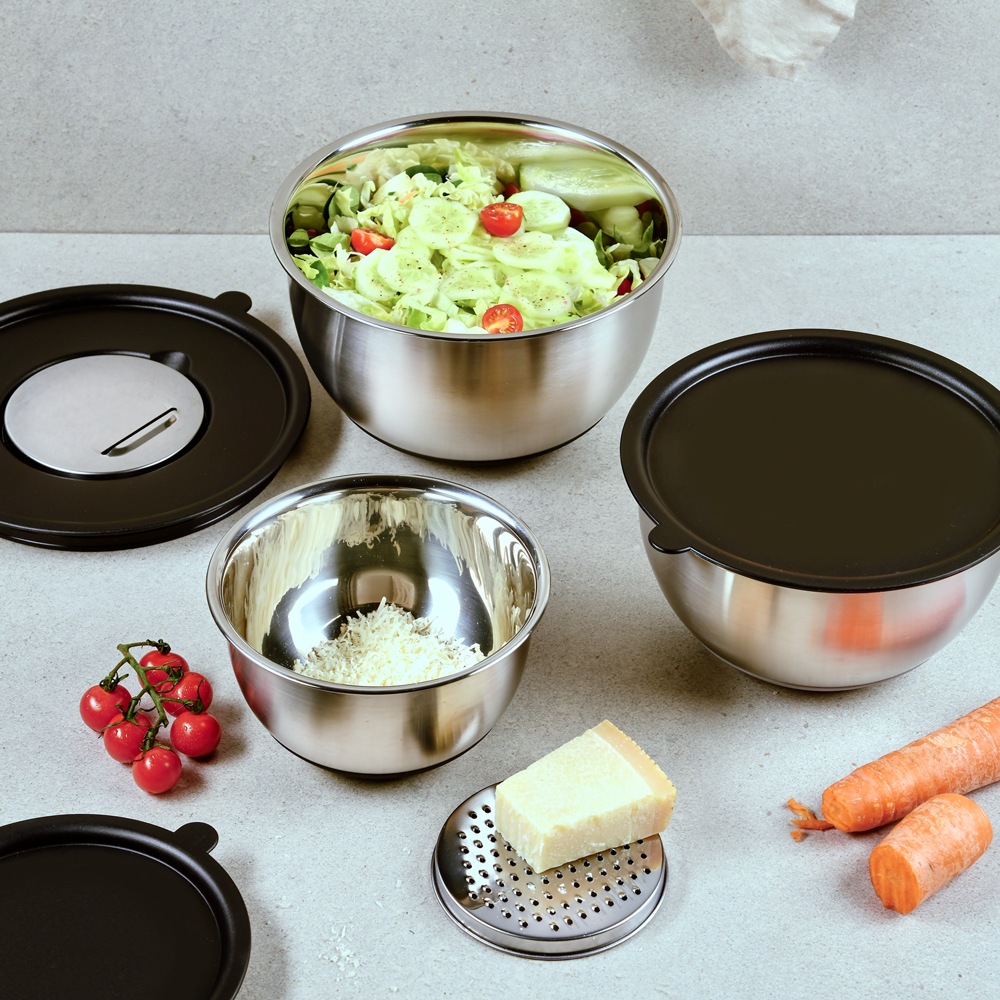 KESPER Rührschüssel "Schüssel-Set mit Deckel, inklusive 3 Reiben" 9 Stk. au günstig online kaufen