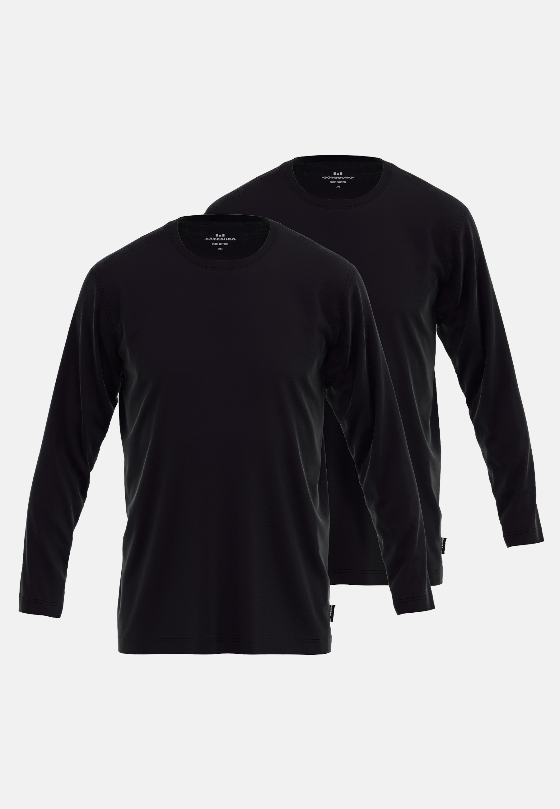 GÖTZBURG Langarmshirt »California«, (2er Pack), basic, Langarm, bequem, Rundhalsausschnitt, locker, 100% Baumwolle