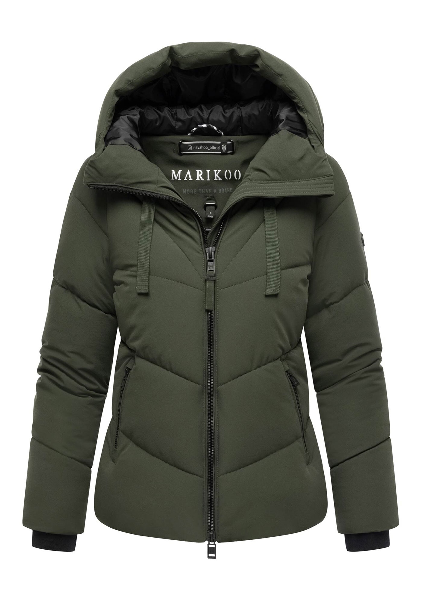 Marikoo Winterjacke »Kwamee«, Schräg gesteppte Winterjacke mit fester Kapuze