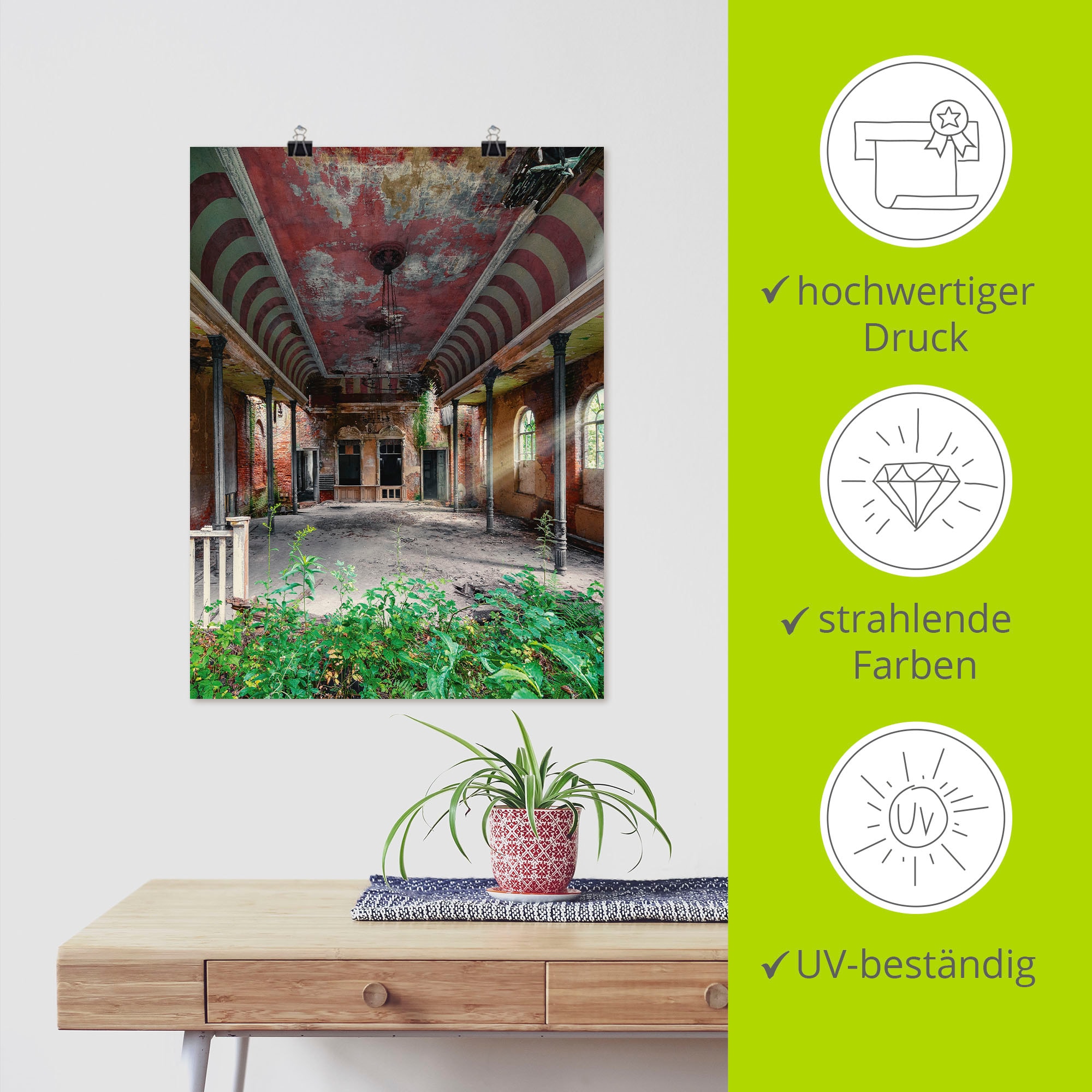 Artland Wandbild »Lost Place - Tanzsaal Ballsaal«, Gebäude, (1 St.), als Alubild, Outdoorbild, Leinwandbild, Poster in verschied. Größen