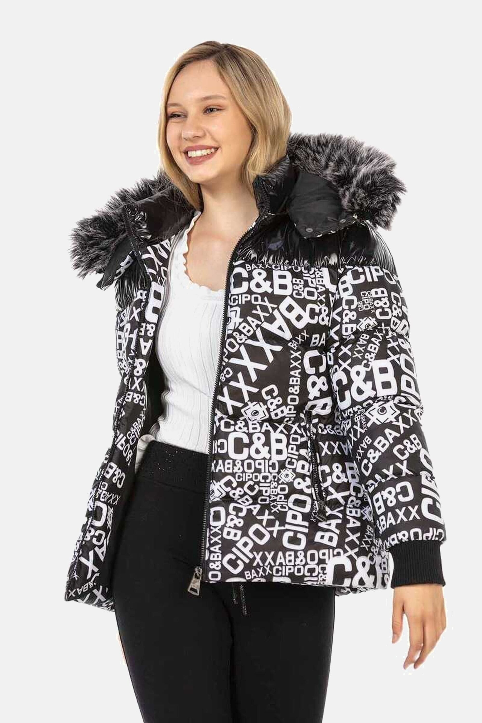 Cipo & Baxx Winterjacke »Jacken«, mit Kapuze, mit modischem Allover-Print, WM129