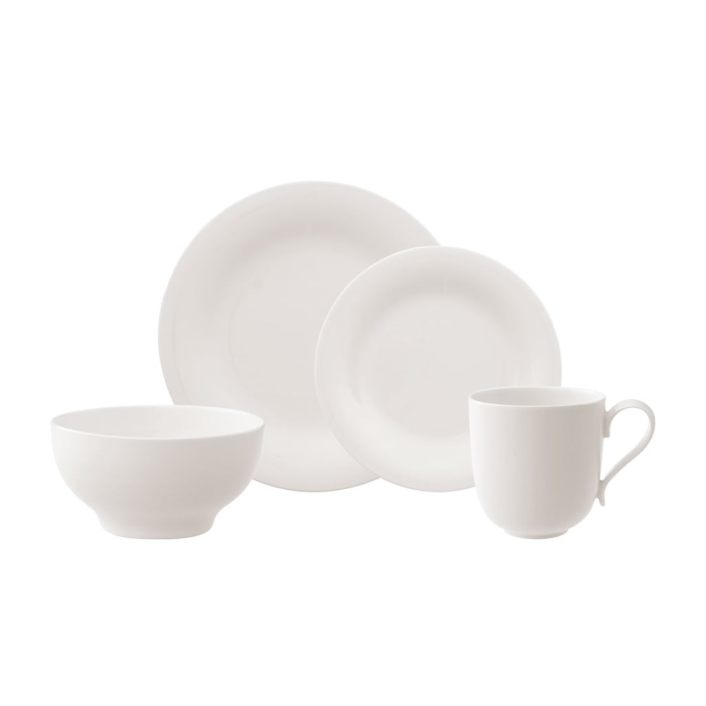 Villeroy & Boch Geschirr-Set "Kombi-Set New Cottage Basic 4er Set weiß" Spülmaschinengeeignet, Mikrowellenfest