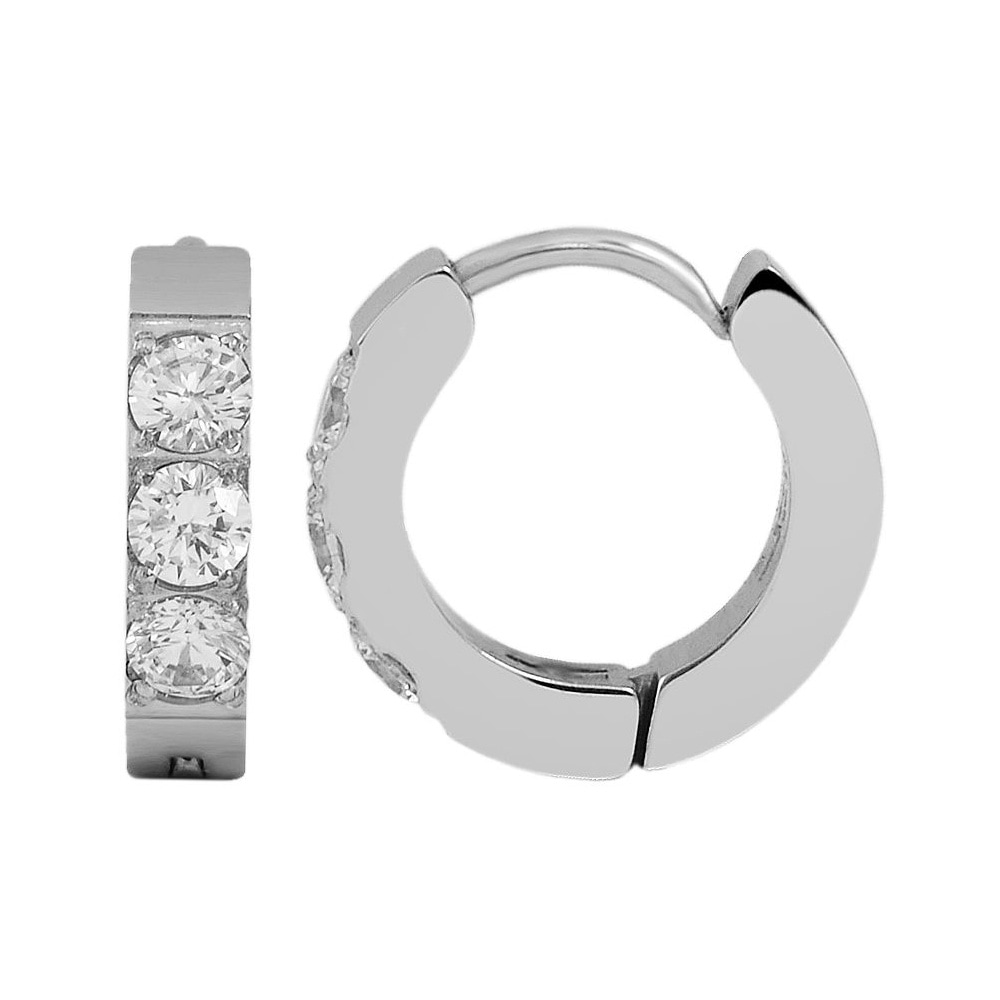 Adelia´s Klappcreolen »Damen Ohrringe – Klappcreole aus Edelstahl mit Strass Steinchen« Geschenkidee: zeitlos und vielseitig