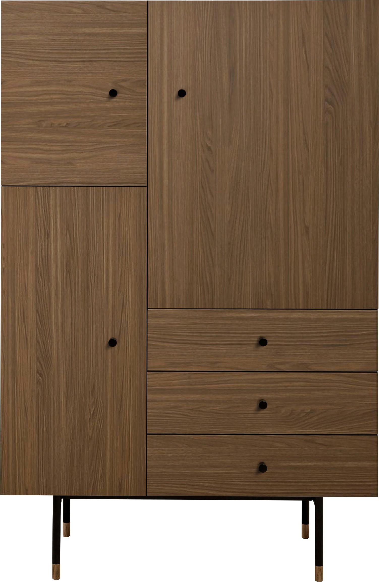 Woodman Highboard "Daniel", Stauraumschrank mit Holzfurnier aus Walnussbaum günstig online kaufen