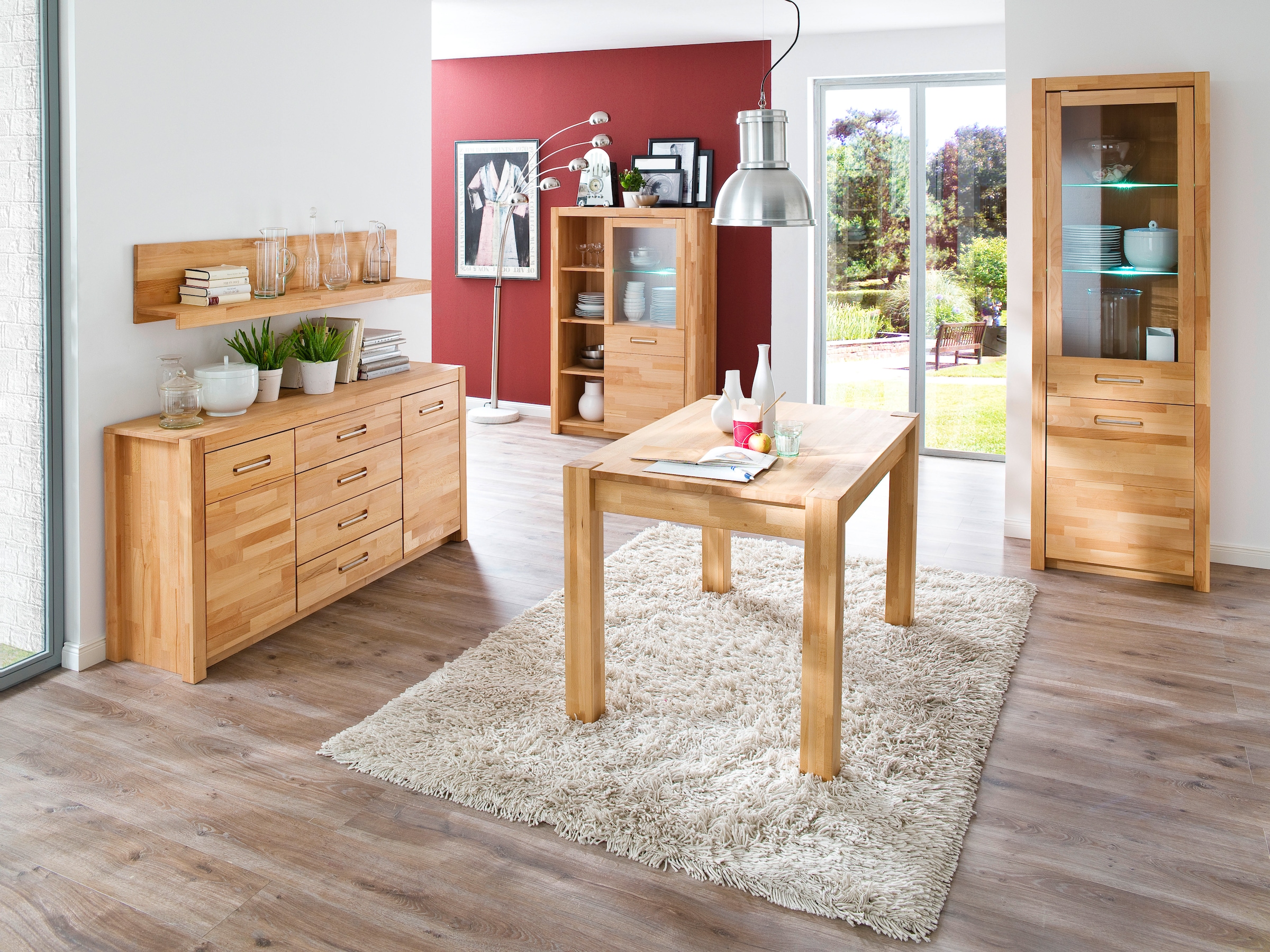 MCA living Wandboard »Fenja Wandpaneel, Wandregal, Regal, Regal mit Boden«, (1 St.), Massivholz, Kernbuche, 1 Boden mit Blende, Breite 150 cm