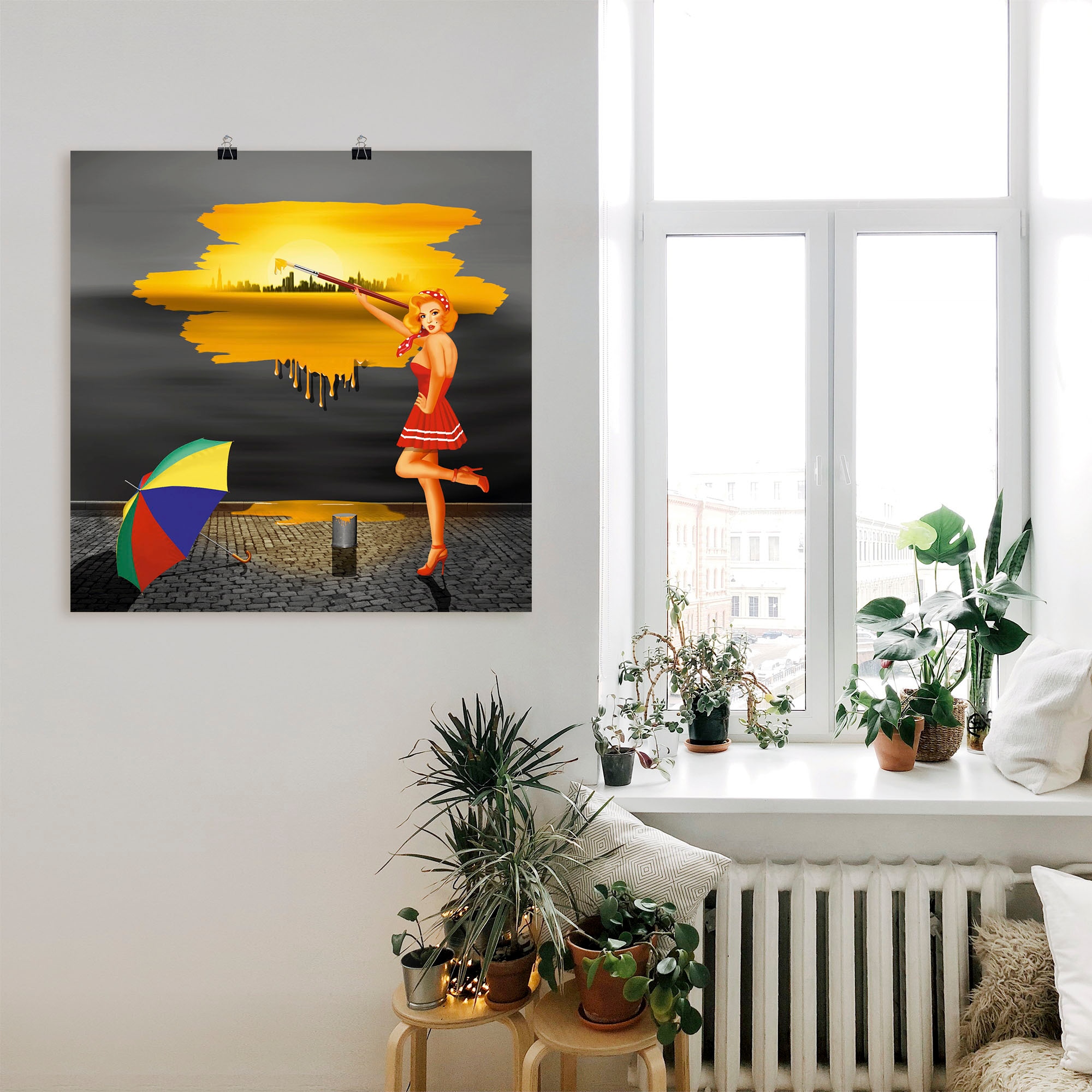 Artland Alu-Dibond-Druck »Ein Künstler malt sein Leben bunt«, Frau, (1 St.), für Innen- und Außenbereich geeignet, Outdoorbild