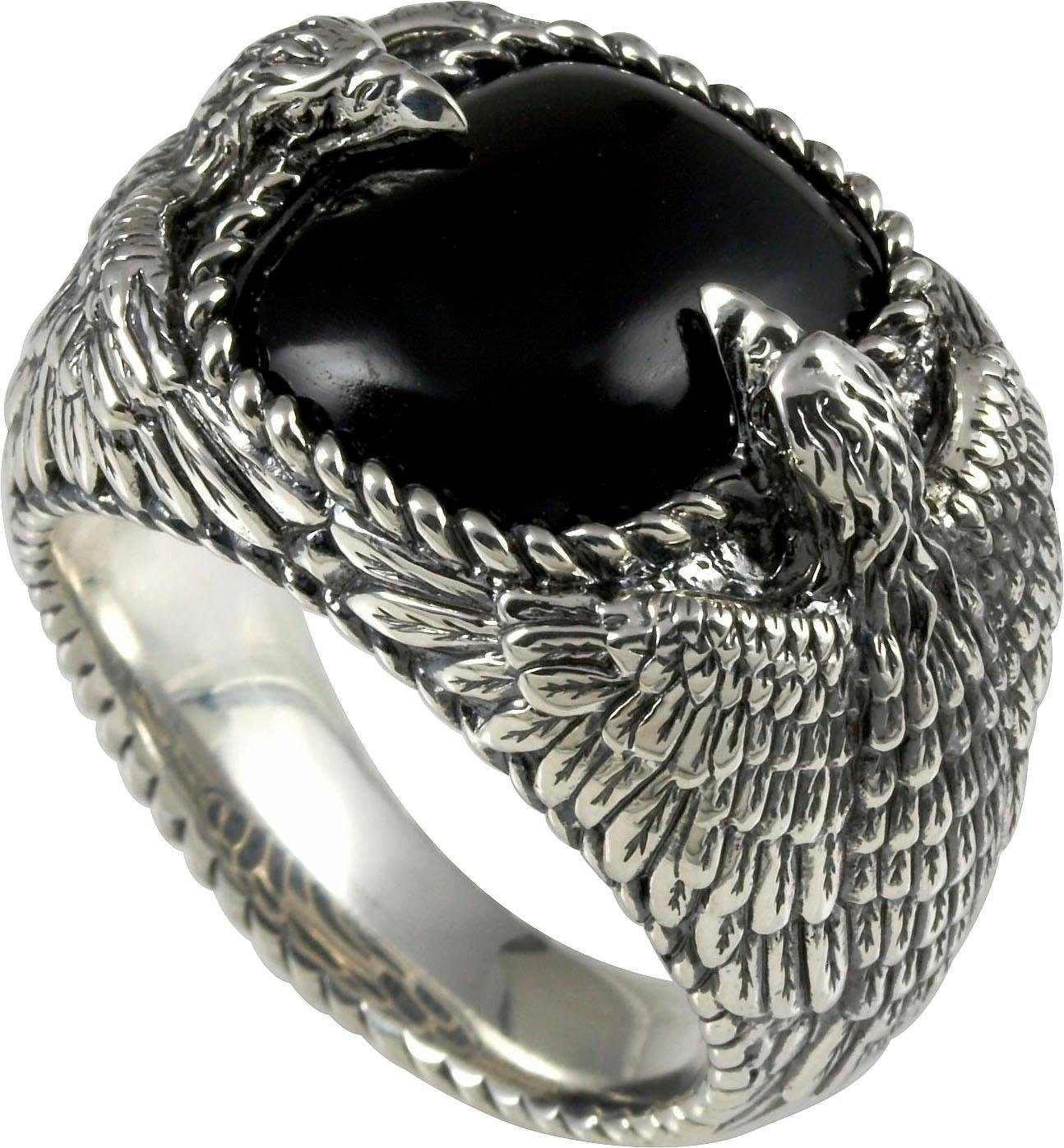 Silberring »Schmuck Geschenk, Herrenring Silber 925«, mit Obsidian