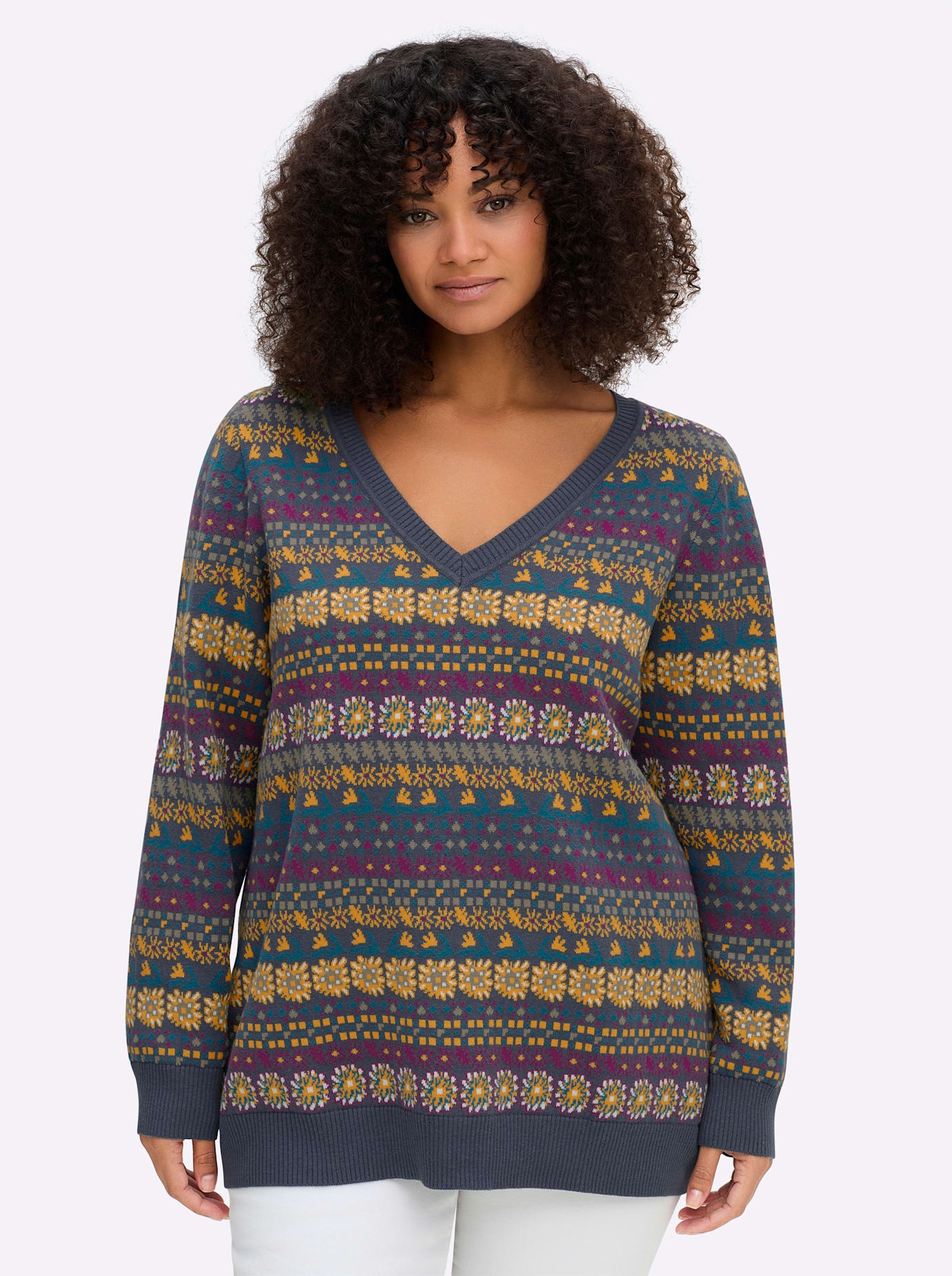 Sheego Jacquardpullover "Pullover" günstig online kaufen