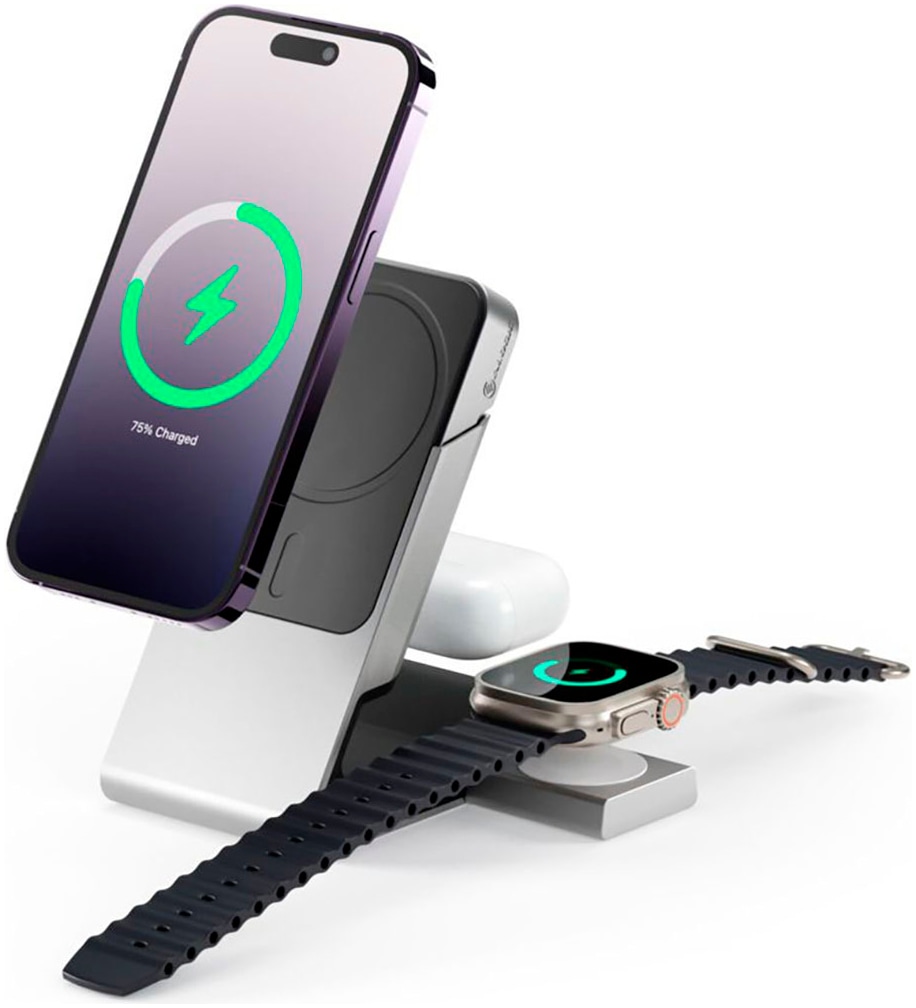 ALOGIC Powerstation »Matrix+ 3-in-1 Magnetic Charger+Power Bank+AW Puk«, Matrix+ 3-in-1 Magnetic Charger+Power Bank+AW Puk grey