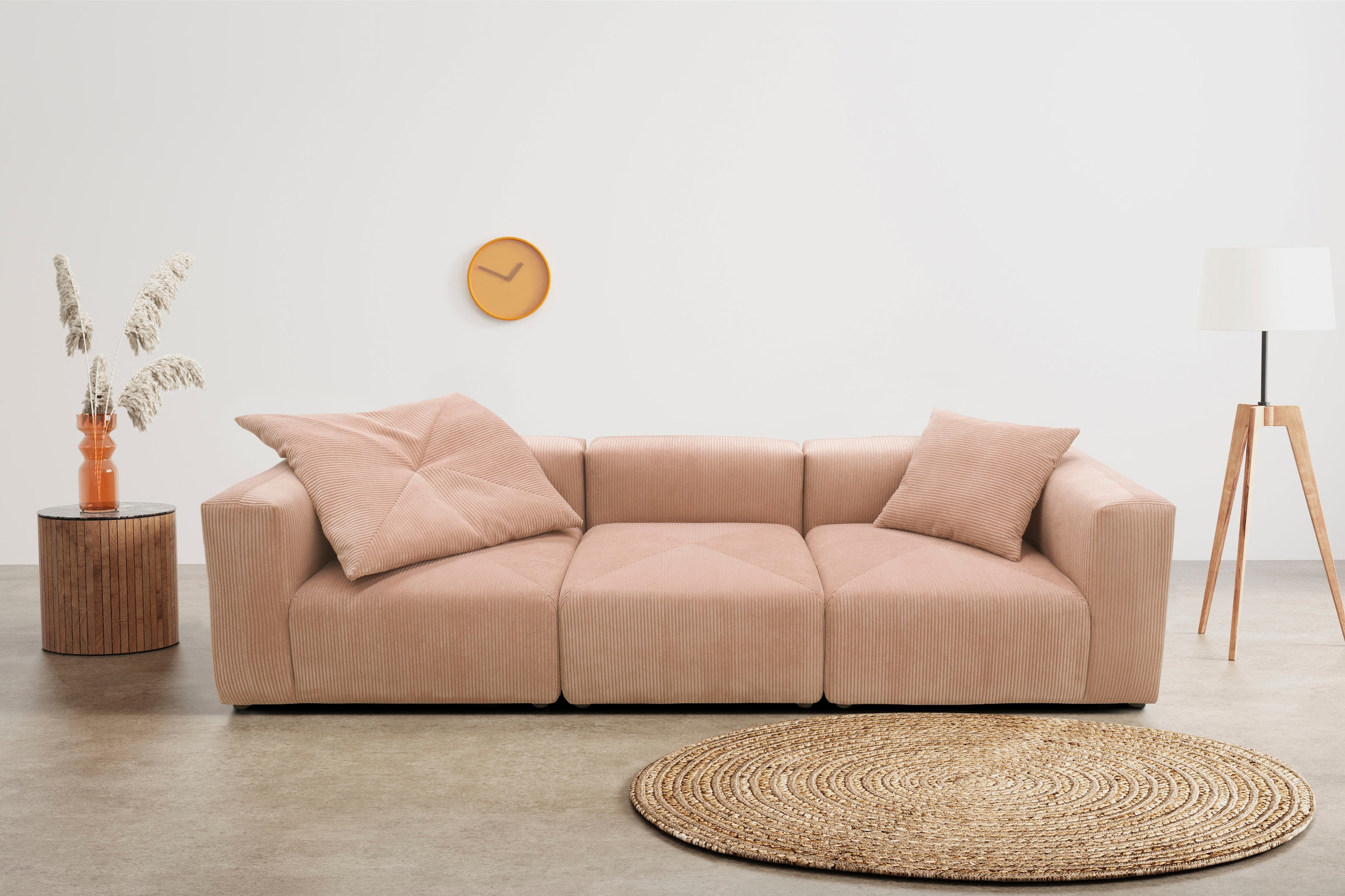 RAUM.ID Big-Sofa "Gerrid", Cord-Bezug, bestehend aus Modulen: 2 Eck- und ein Mittelelement