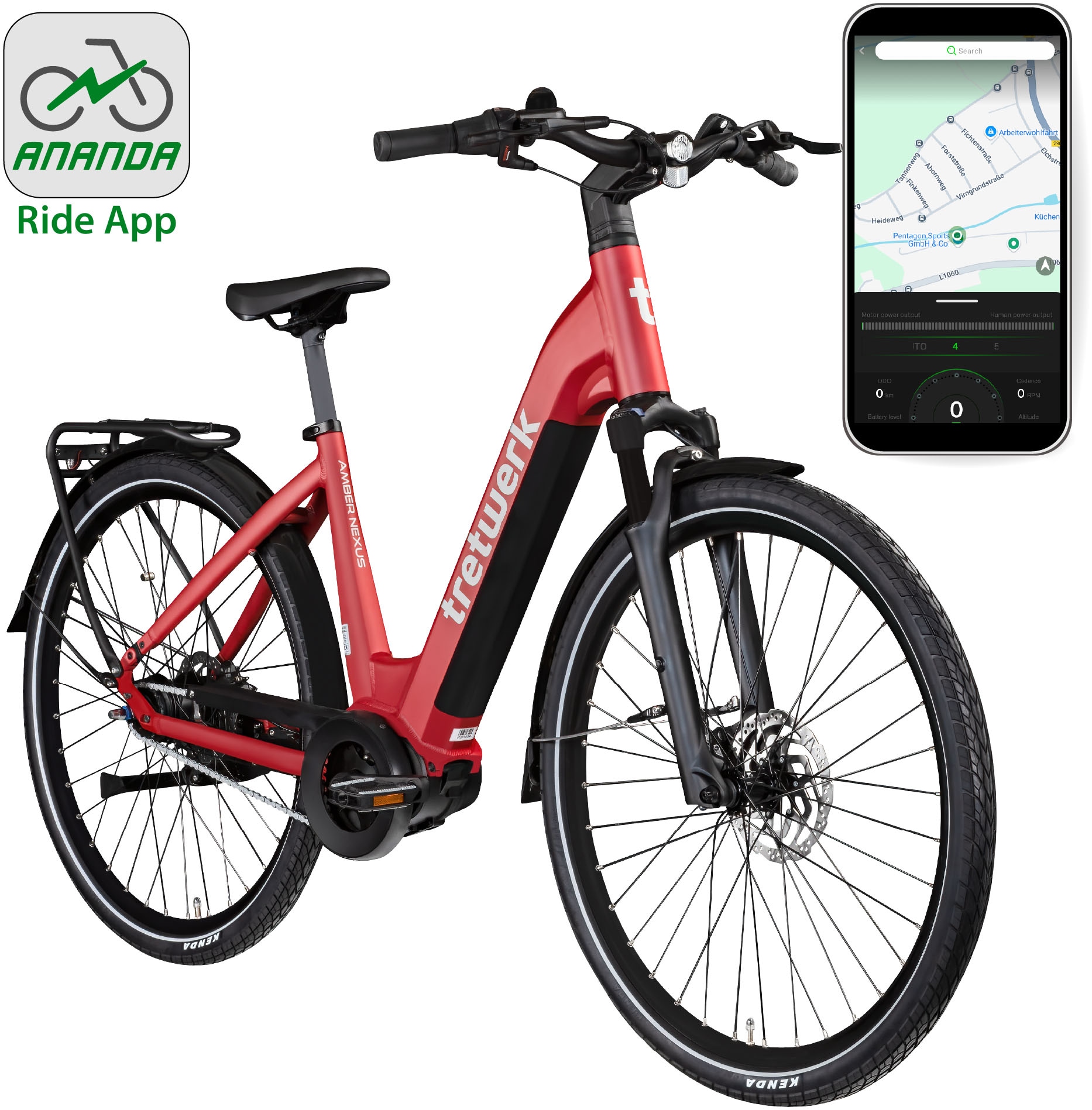 Tretwerk E-Bike »Amber Nexus«, 8 Gang, Mittelmotor 250 W, Tretwerk Amber Nexus E Bike Damen 28 Zoll Elektrofahrrad 155 - 185cm