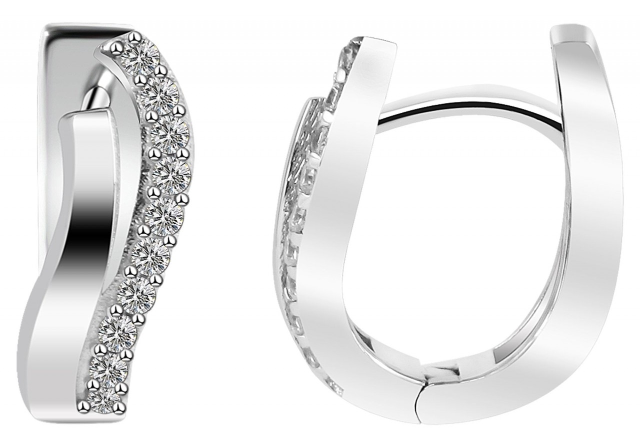 Paar Creolen ADELIA´S "Damen Creolen aus poliertem 925 Sterling Silber und Zirkonia", silber, Ohrringe, Damen, Damen, Silber 925 (Sterlingsilber) 3