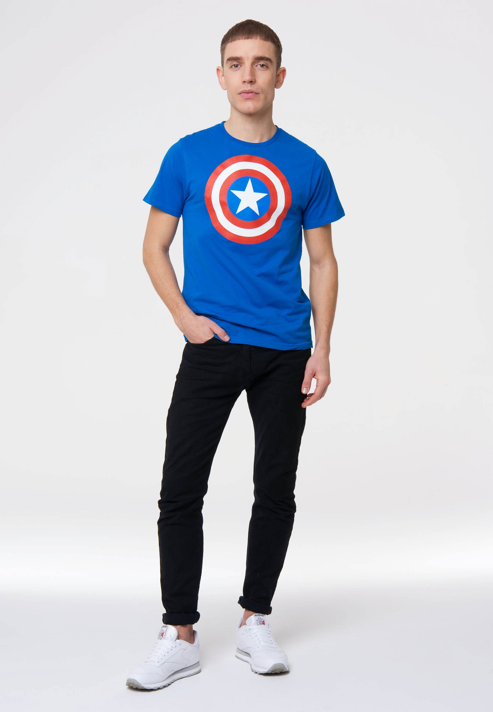 LOGOSHIRT T-Shirt »Captain America«, mit Captain America Shield Print