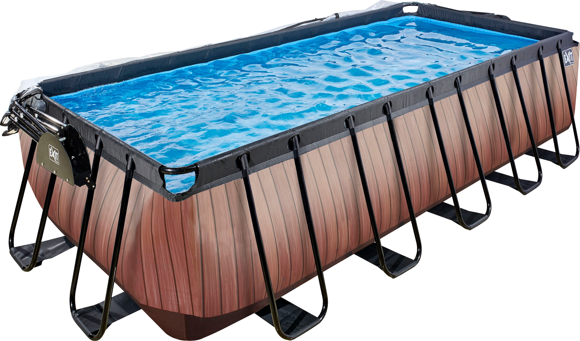 EXIT Framepool »inkl. multifunktionaler Abdeckung & Wärmepumpe«, (Set, 5 tlg.), 250x540x122 cm, mit Sandfilteranlage, Wärmepumpe, Sicherheitsleiter