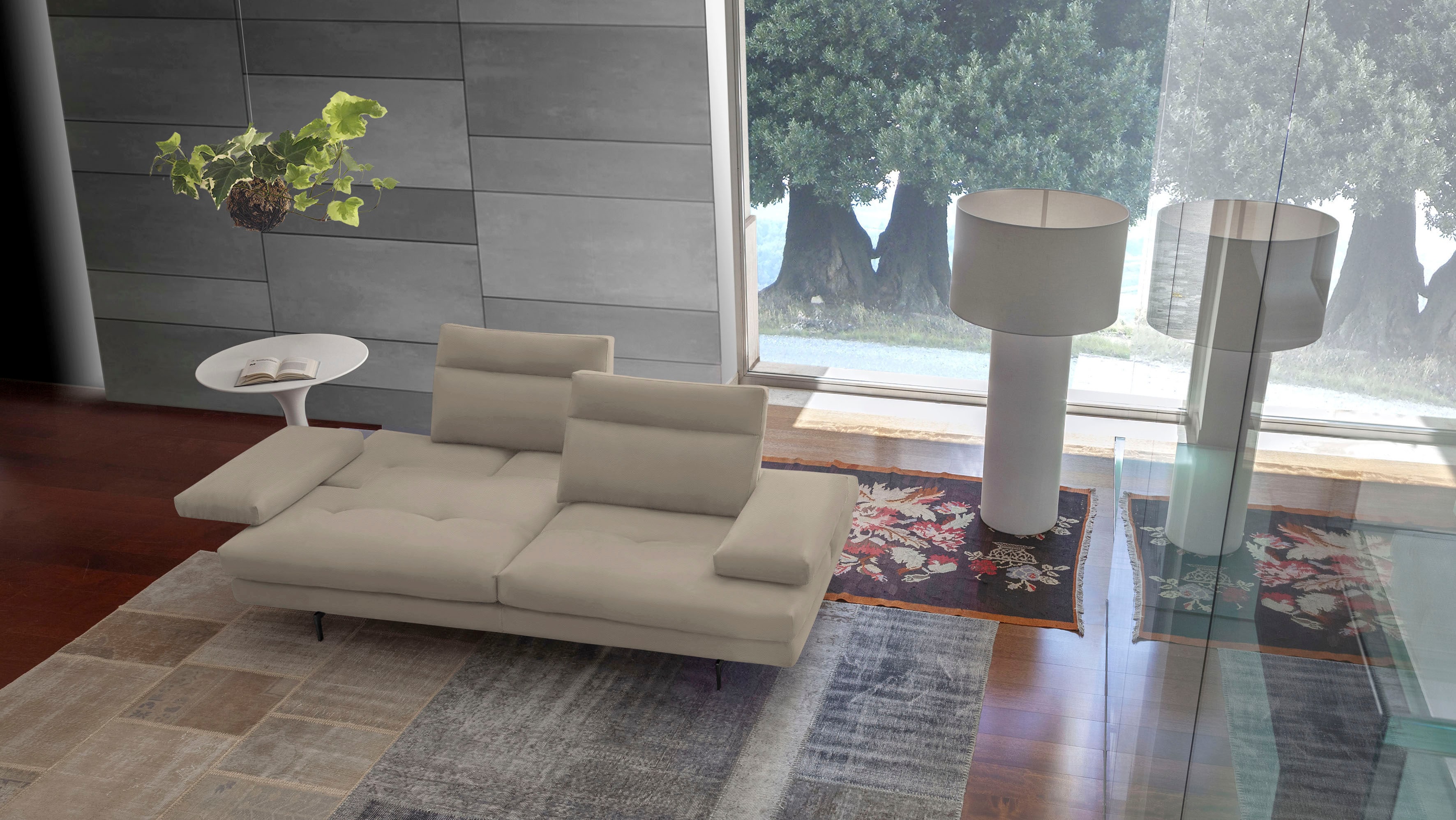 CALIA ITALIA 3,5-Sitzer "Toby Wing, 228 cm breit, italienisches Designsofa, Megasofa" inkl. Sitztiefenverstellung und Armteilfunktion, Füße in Schwarz matt